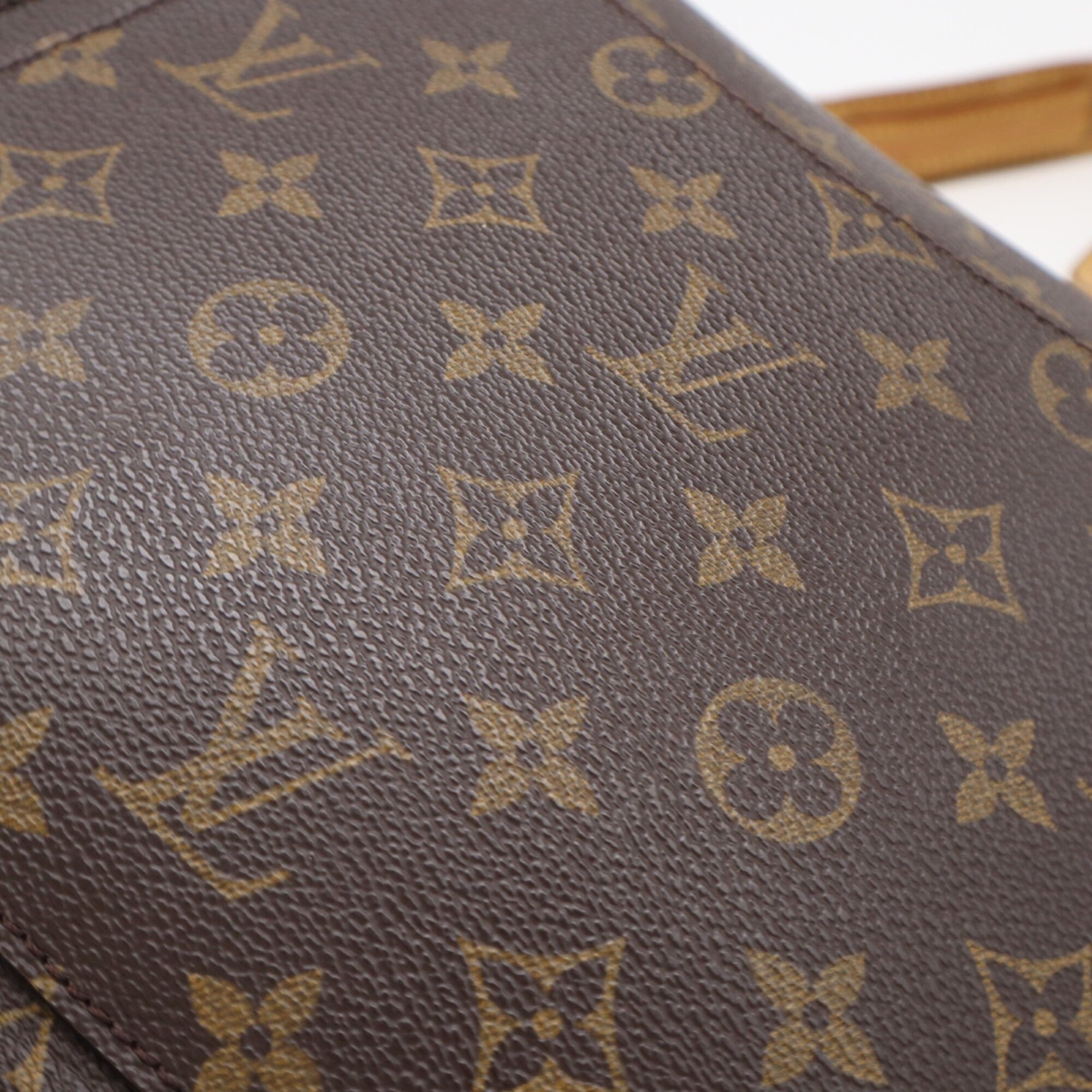 Louis Vuitton Monogram Beige Brown Coated Canvas Leather Shoulder Bag (Pre-Owned)