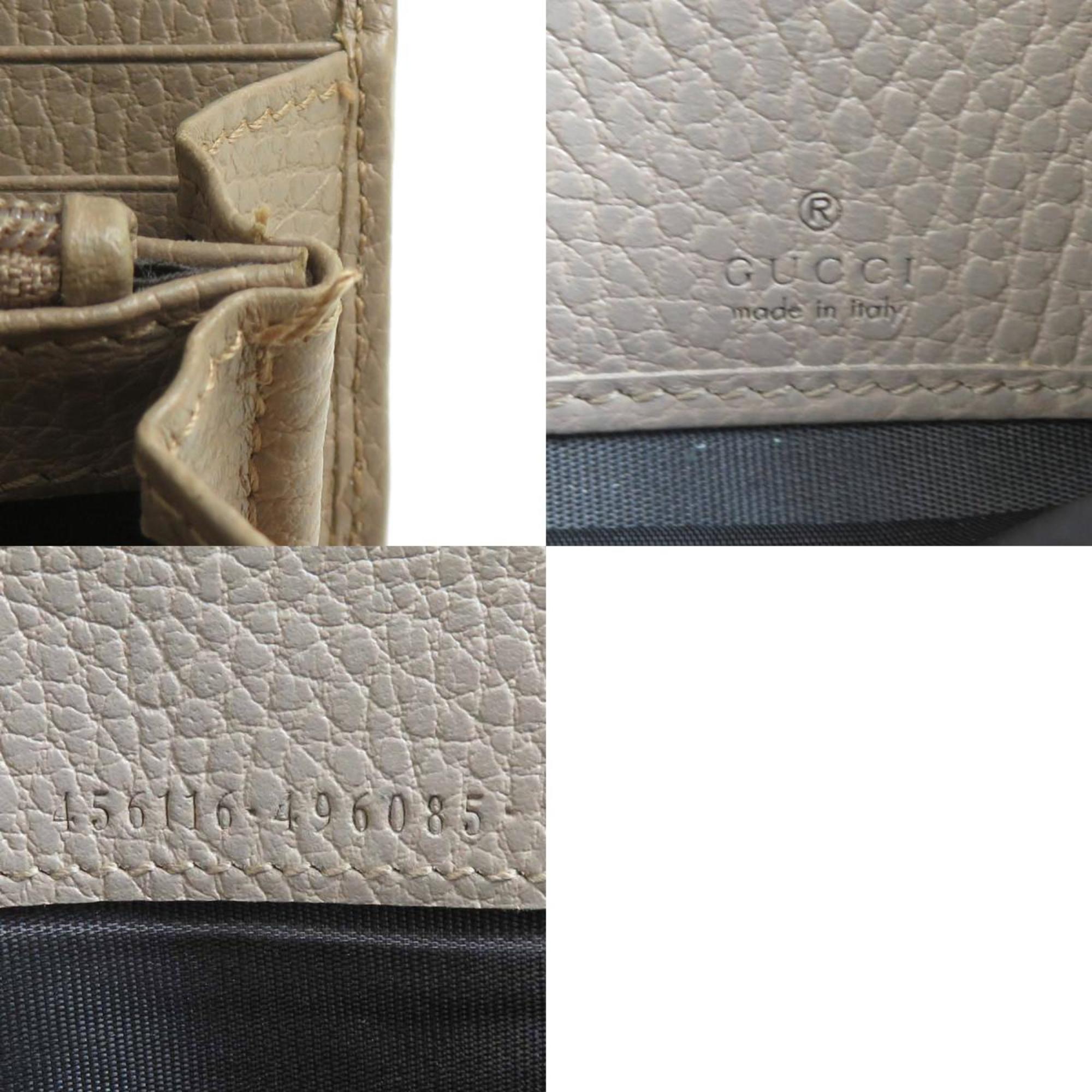 Gucci Beige Leather Long Wallet (Bi-Fold) (Pre-Owned)