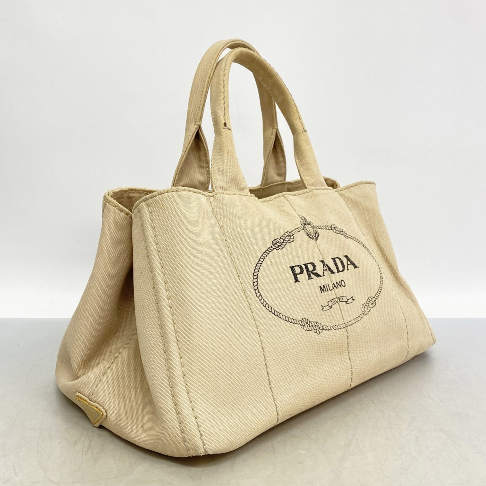 Prada Beige Canvas Tote Bag (Pre-Owned)