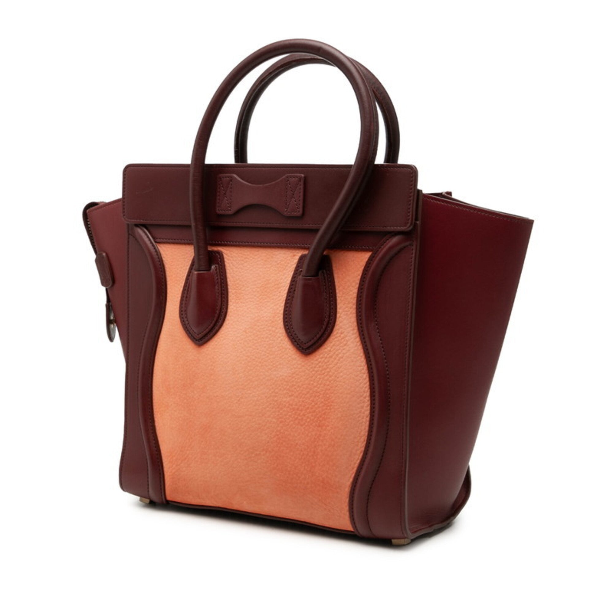 Celine Orange Red Color Wine Leather Suede Handbag (Pre-Owned)
