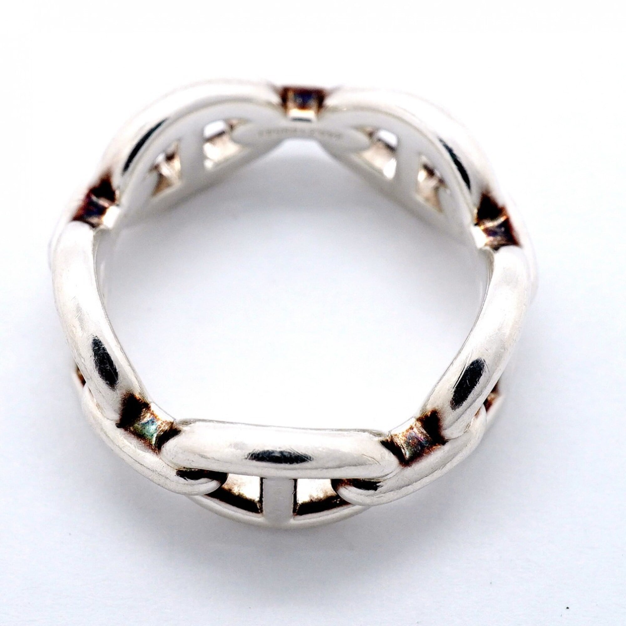 Hermes Silver 925 Band Ring (Pre-Owned)