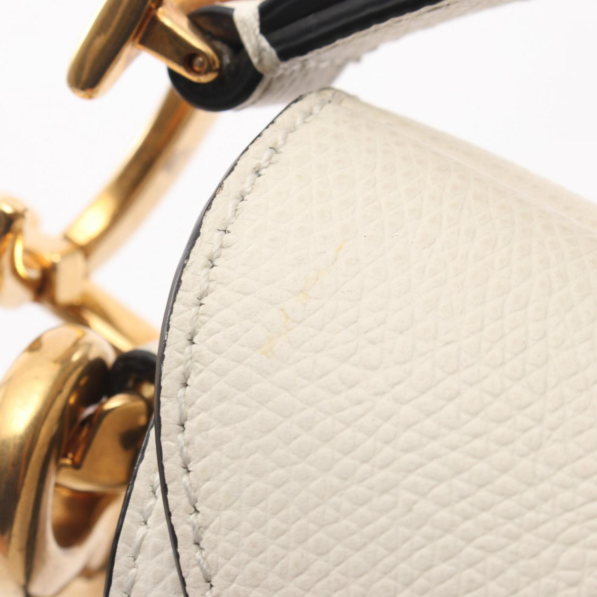 Christian Dior White Leather Handbag Saddle Bag (Pre-Owned)