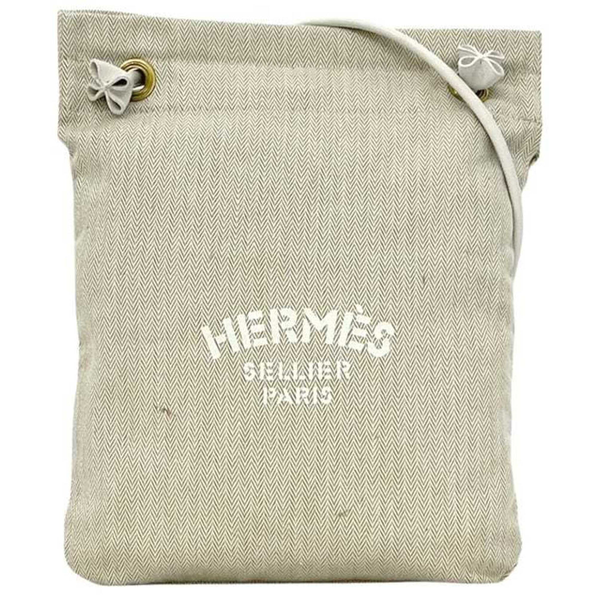 Hermes Beige Natural White Cotton 100% Shoulder Bag Tote Bag (Pre-Owned)
