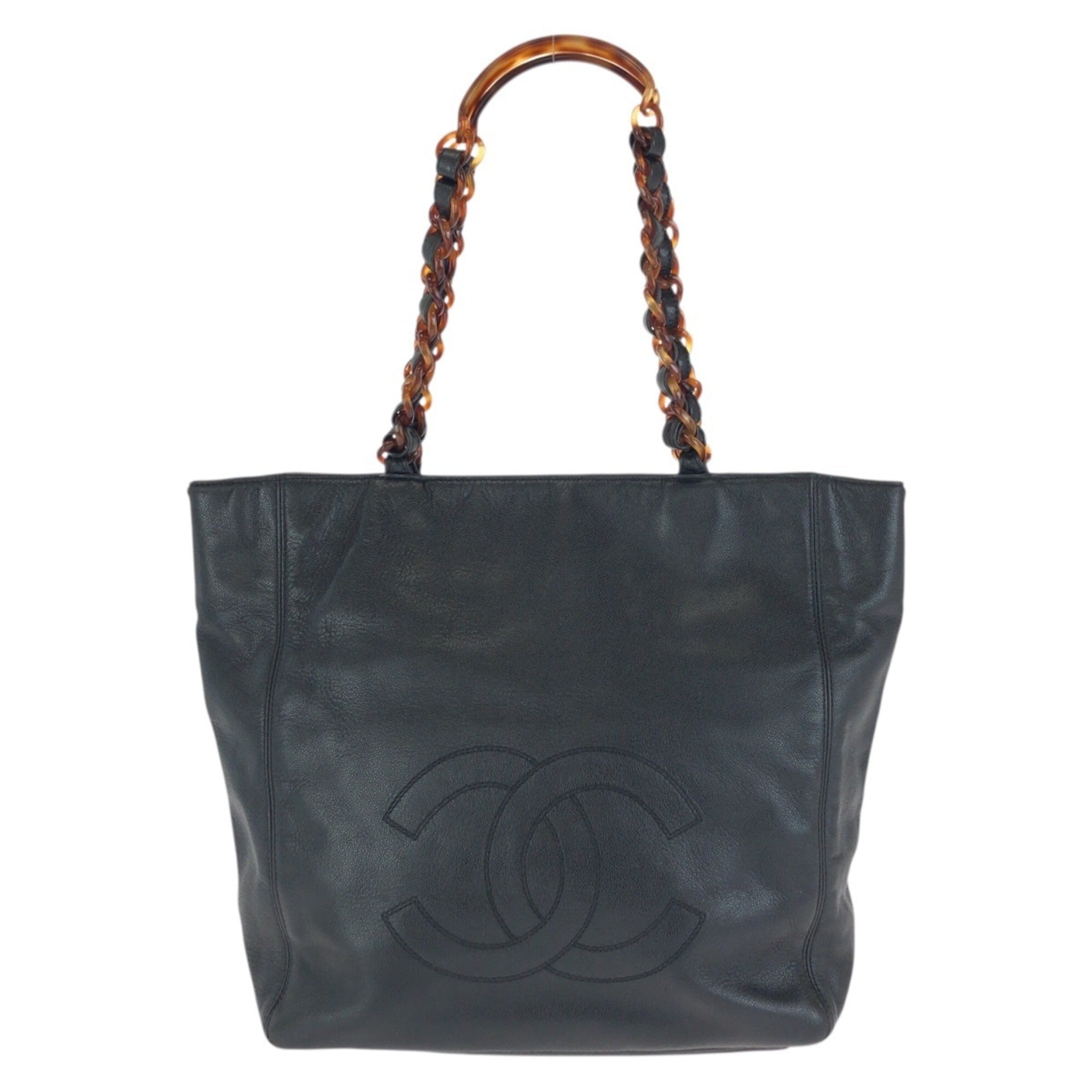 Chanel Black Grained Calfskin Shoulder Bag Tote Bag (Pre-Owned)