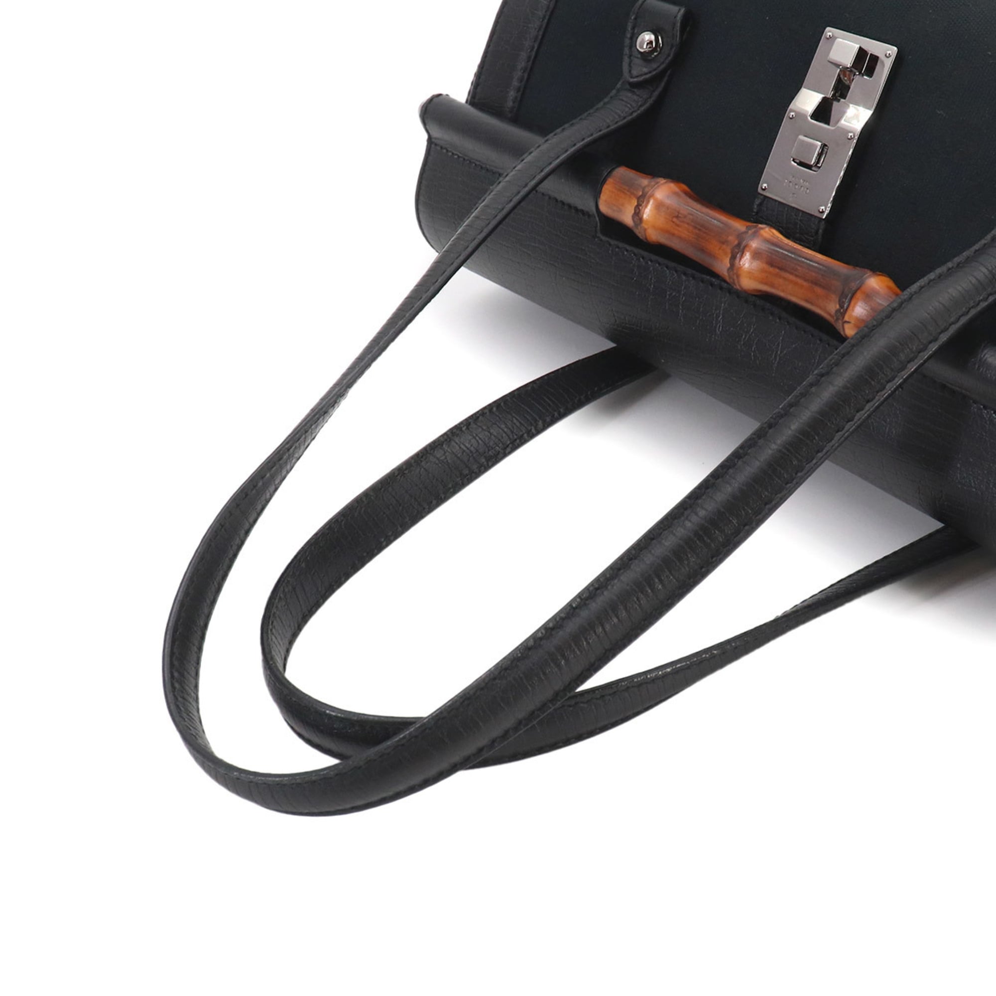 Gucci Black Gg Canvas Leather Handbag (Pre-Owned)