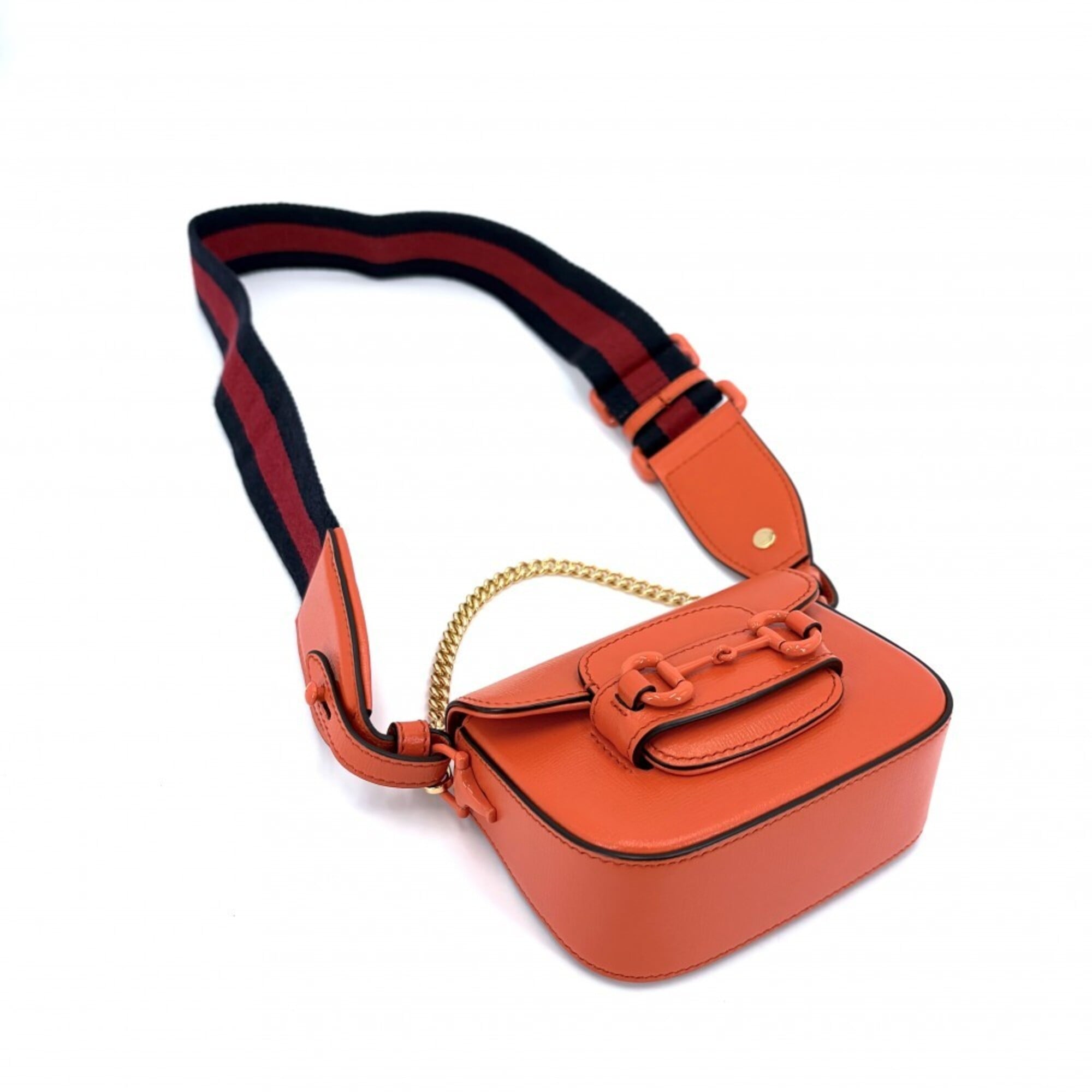Gucci Orange White Leather Handbag Shoulder Bag (Pre-Owned)
