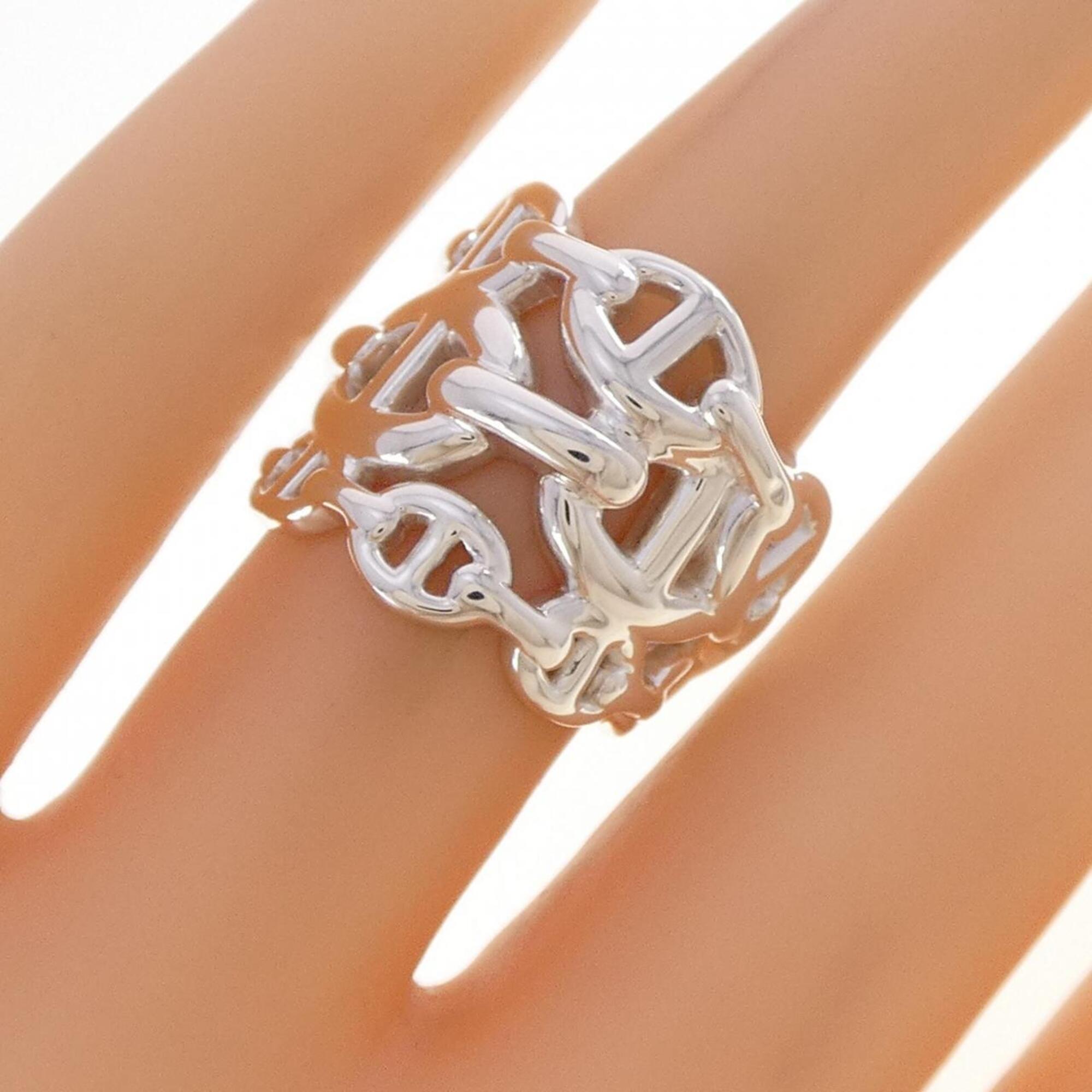 Hermes Silver Silver 925 Band Ring (Pre-Owned)