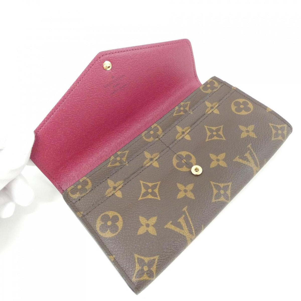 Louis Vuitton Monogram Fuchsia Marron Coated Canvas Long Wallet (Bi-Fold) (Pre-Owned)