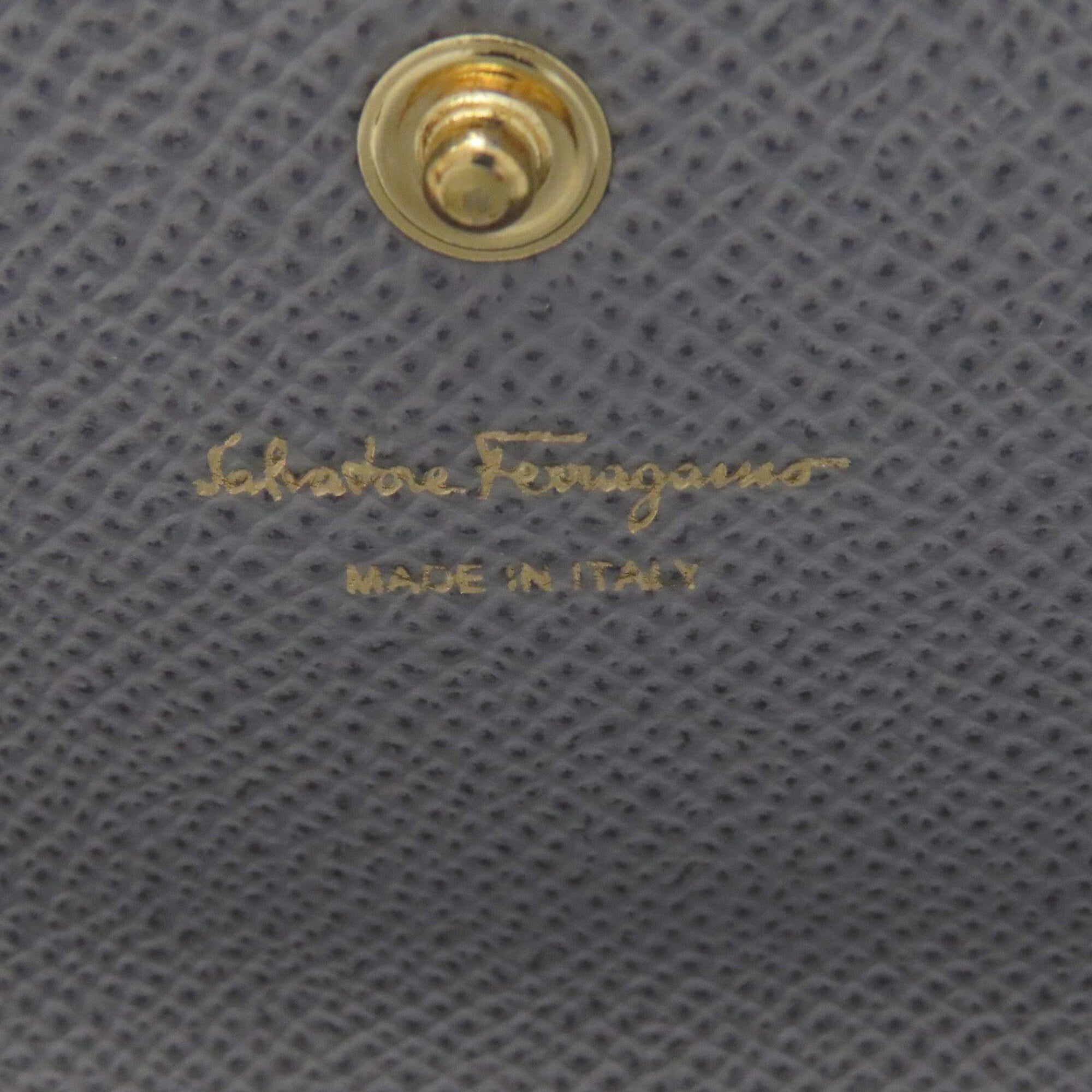 Salvatore Ferragamo Gray Leather Long Wallet (Tri-Fold) (Pre-Owned)