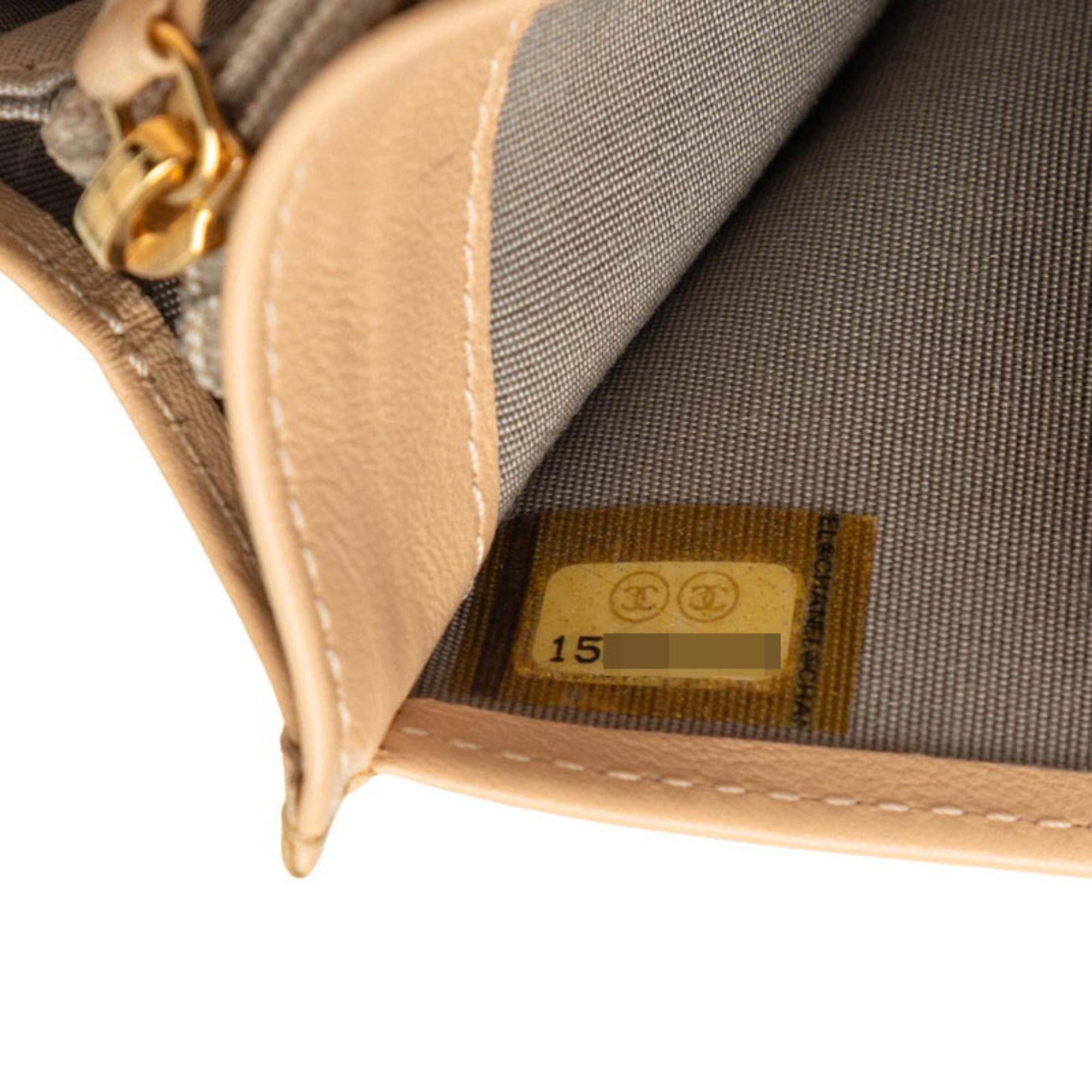 Chanel Beige Grained Calfskin Long Wallet (Bi-Fold) (Pre-Owned)