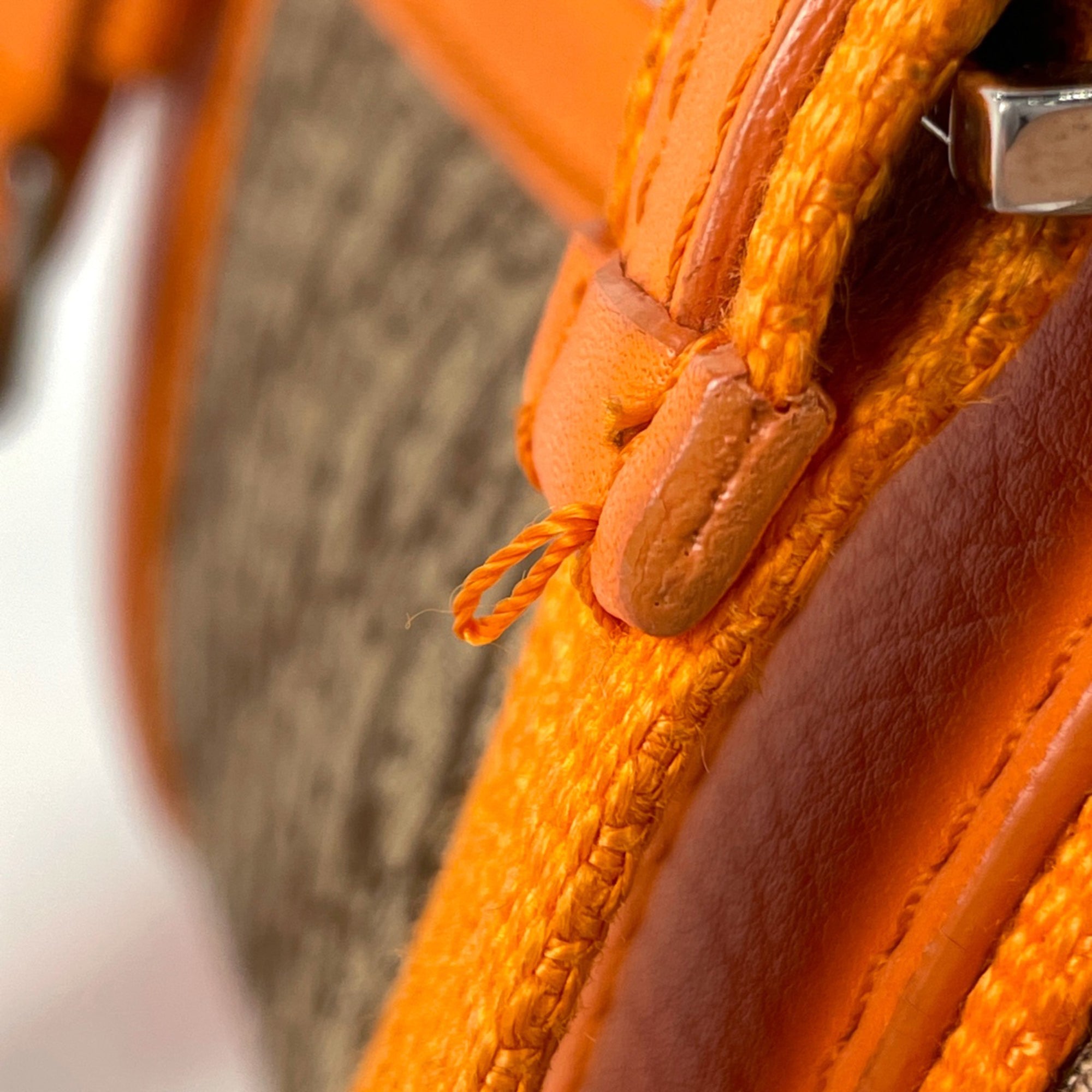 Christian Dior Beige Orange Canvas Leather Handbag (Pre-Owned)