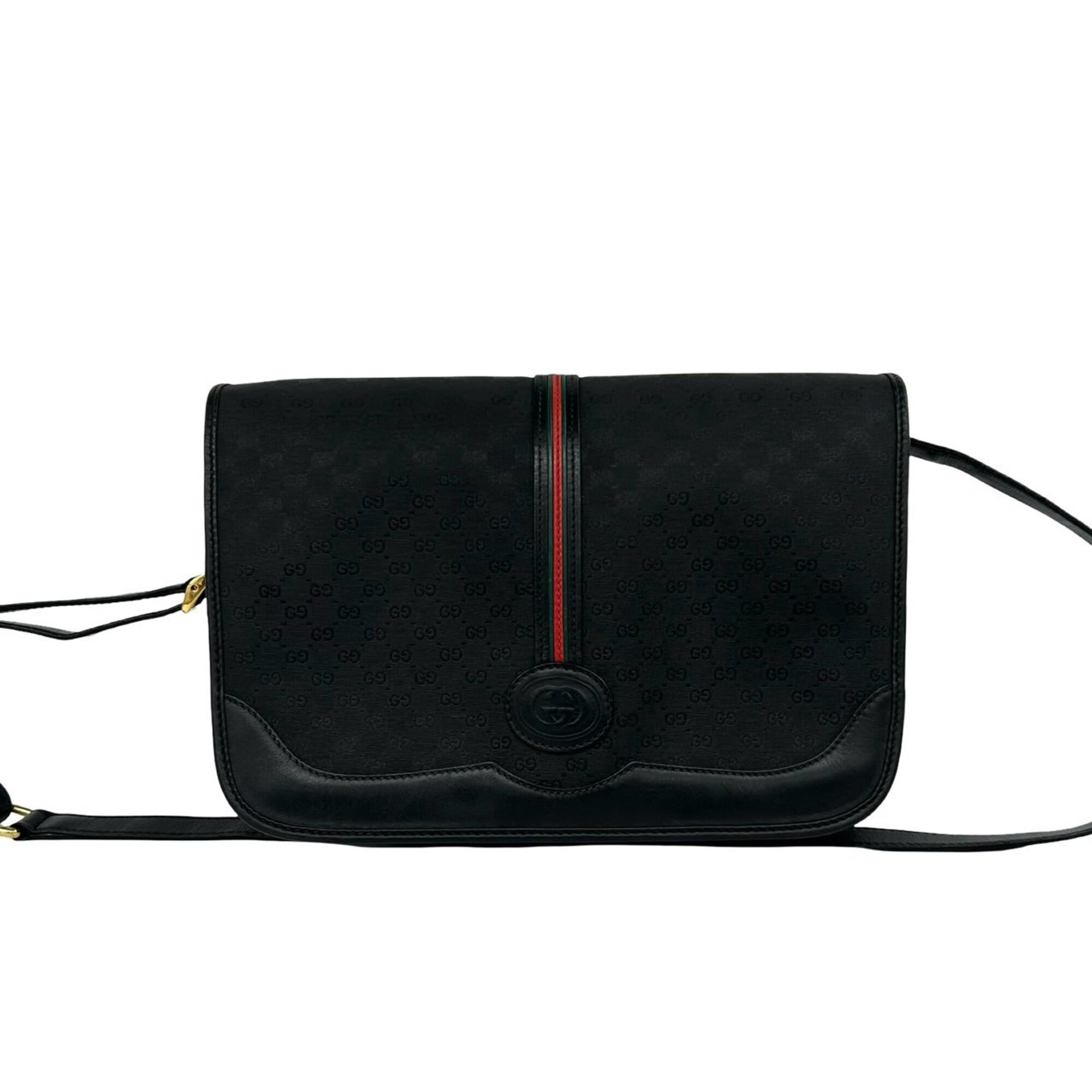 Gucci Black Leather Pvc Pochette Shoulder Bag (Pre-Owned)