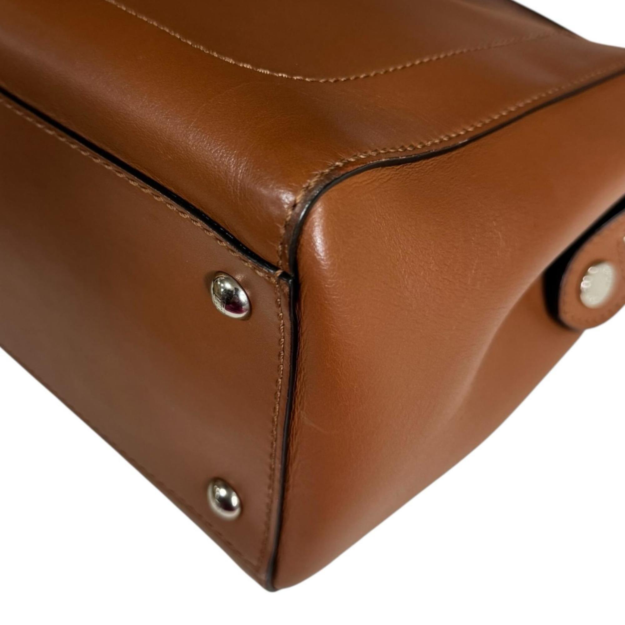 Fendi Dotcom Brown Leather Shoulder Bag (Pre-Owned)