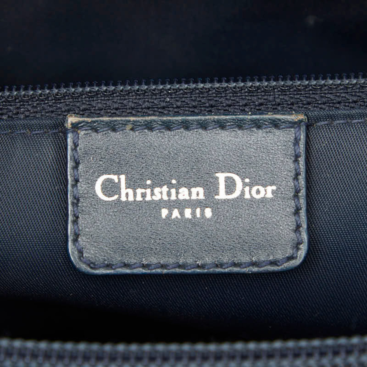 Christian Dior Trotter Navy Leather Jacquard Handbag (Pre-Owned)