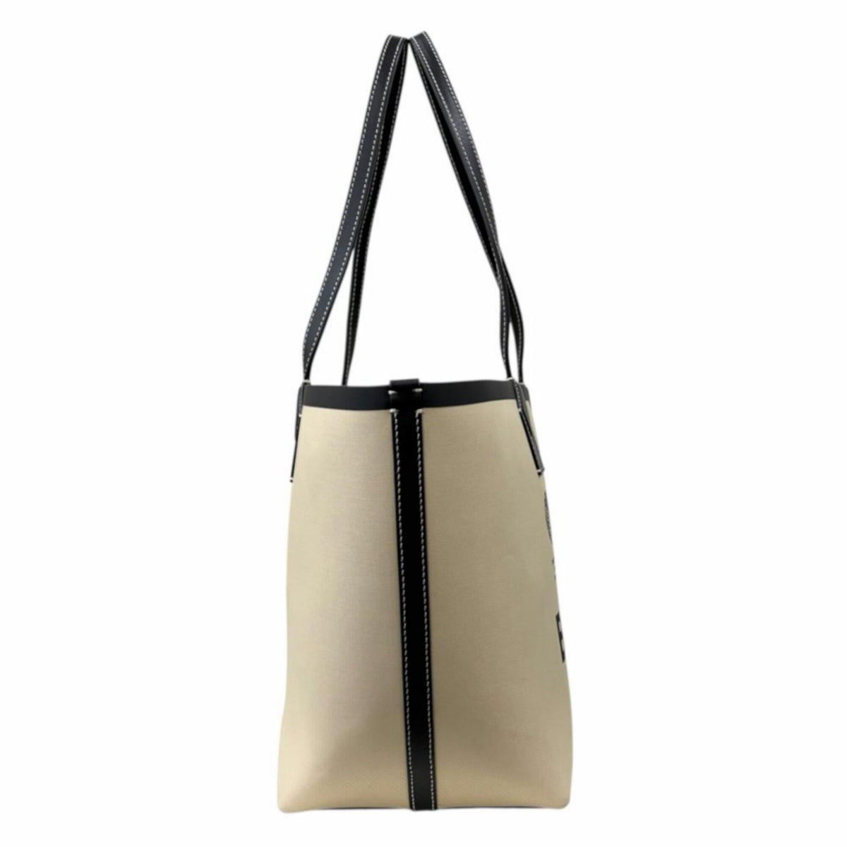 Burberry Beige Canvas Leather Pouch Tote Bag (Pre-Owned)