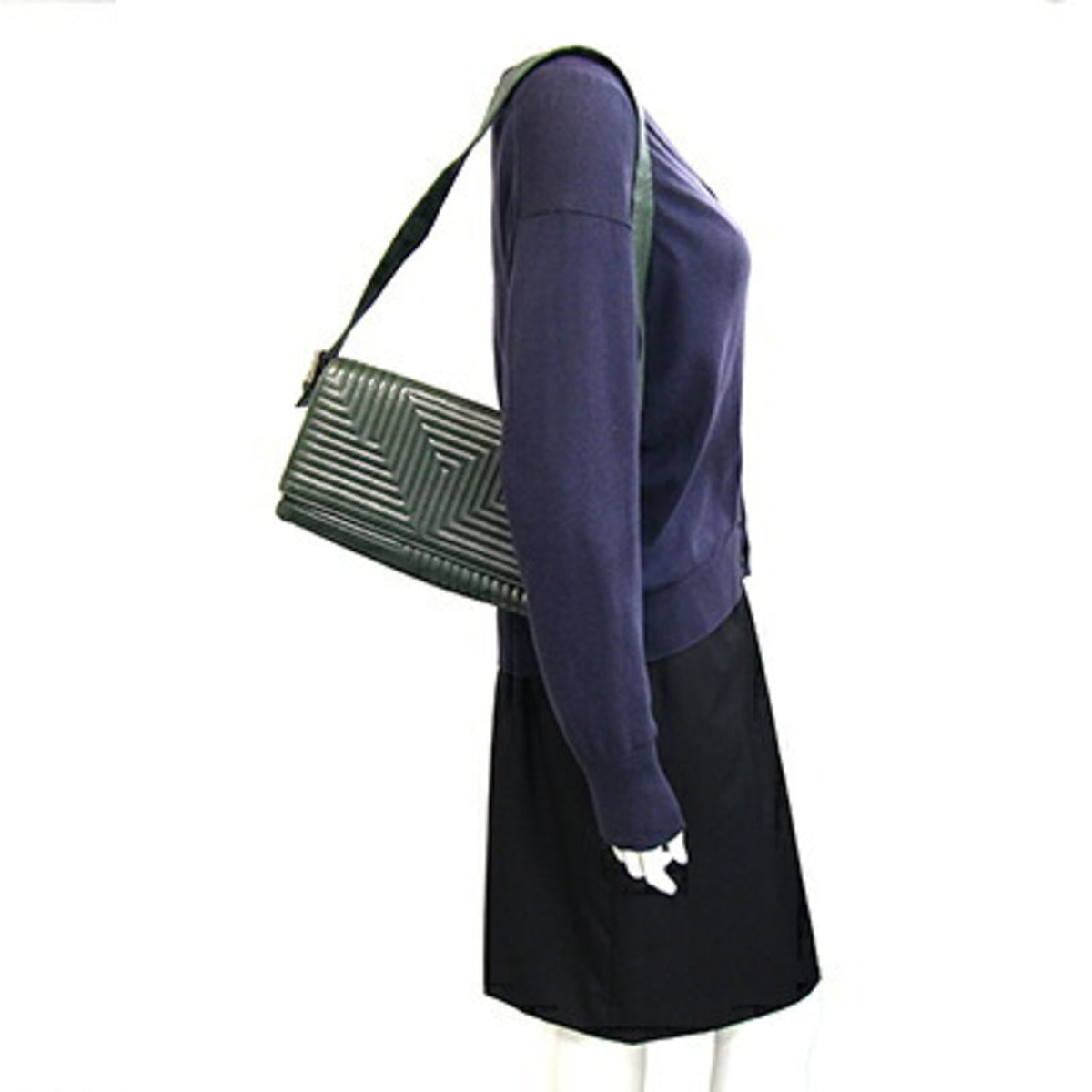 Bally Dark Green Leather Handbag Shoulder Bag (Pre-Owned)