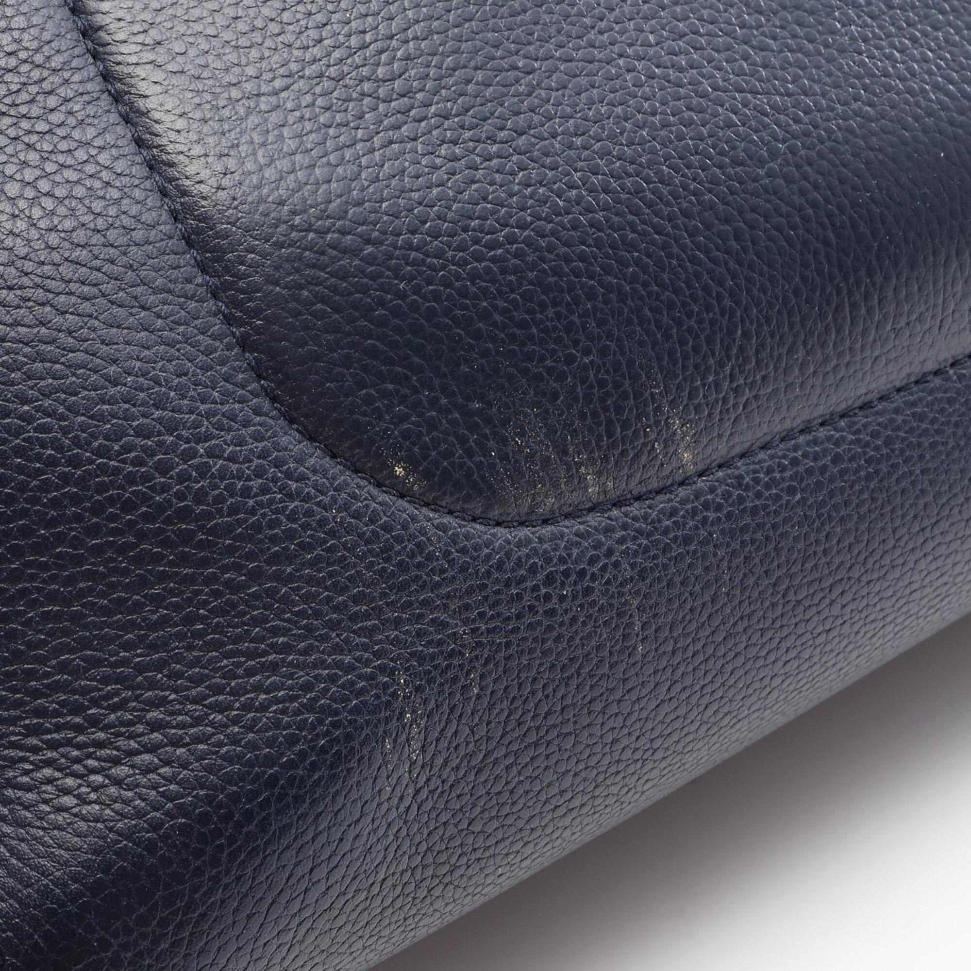 Chanel Navy Leather Handbag Tote Bag (Pre-Owned)
