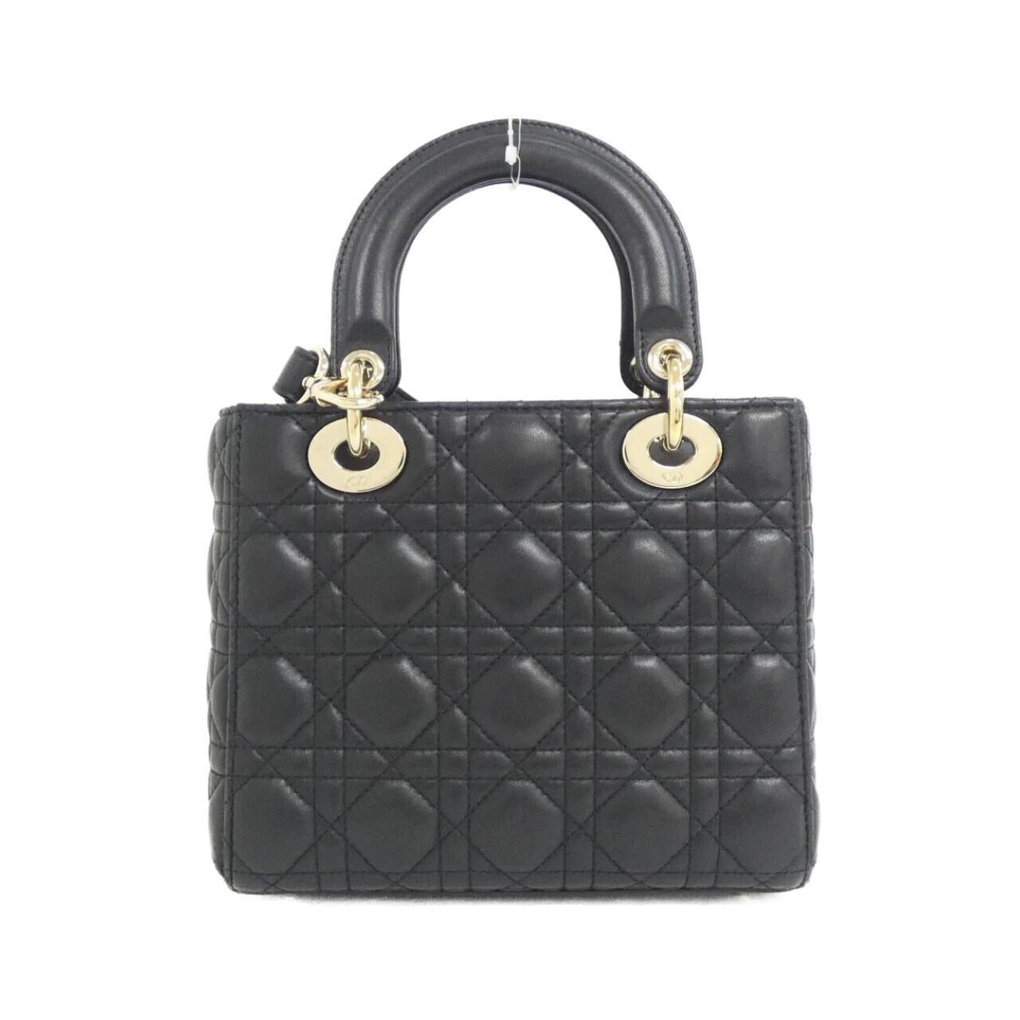 Christian Dior Lady Dior Black Leather Handbag (Pre-Owned)