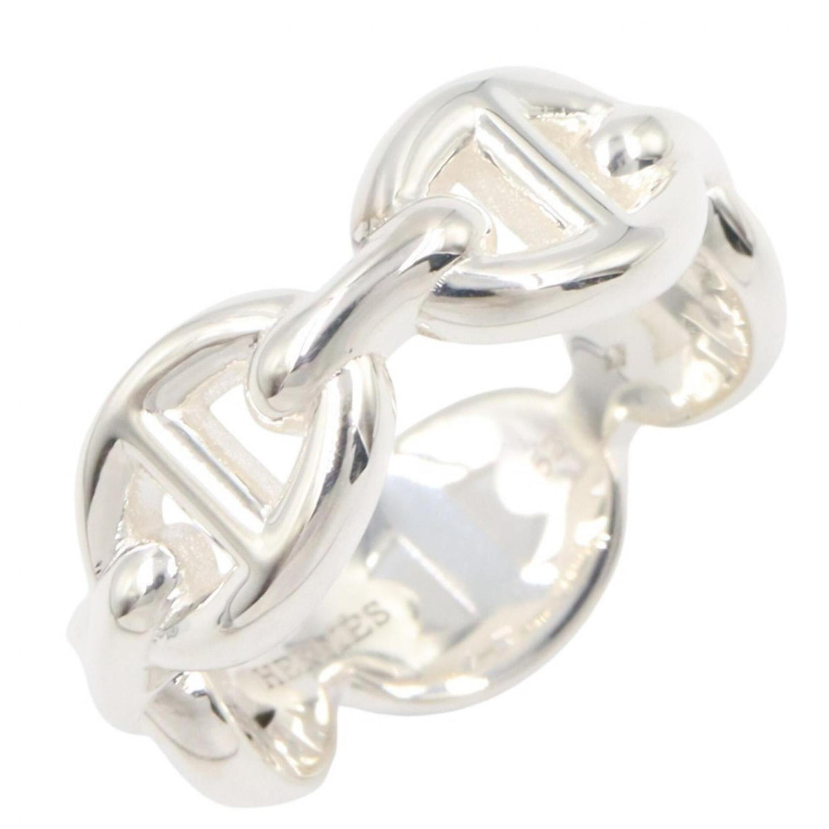 Hermes Silver Silver 925 Band Ring (Pre-Owned)