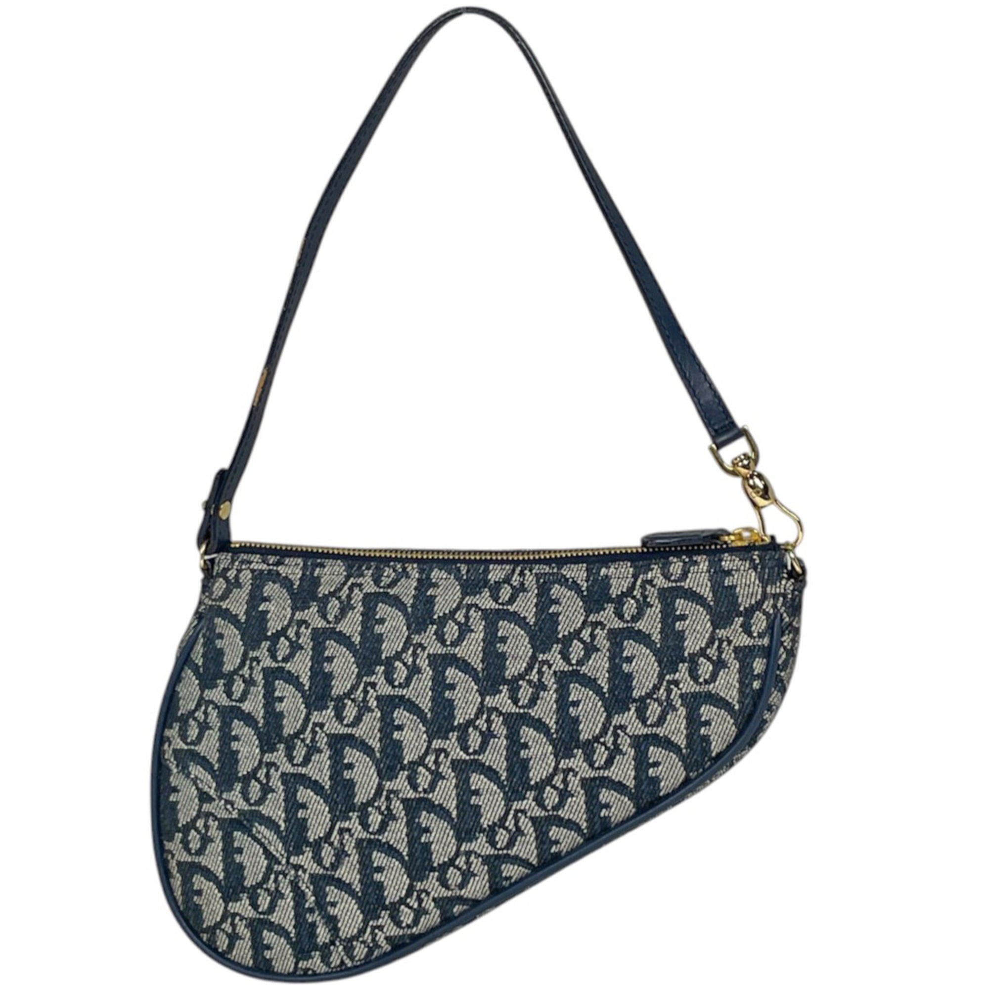 Christian Dior Navy Trotter Saddle Bag Shoulder Bag (Pre-Owned)
