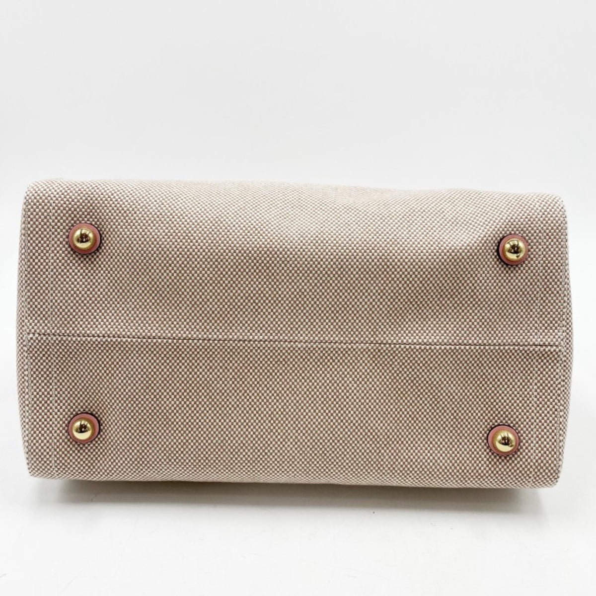Valentino Garavani Beige Pink Canvas Leather Handbag Shoulder Bag Tote Bag (Pre-Owned)