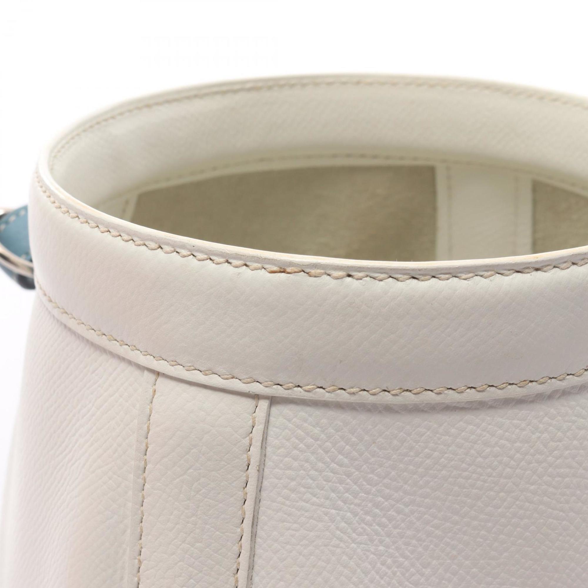 Hermes Blue White Epsom Leather Leather Handbag Shoulder Bag (Pre-Owned)