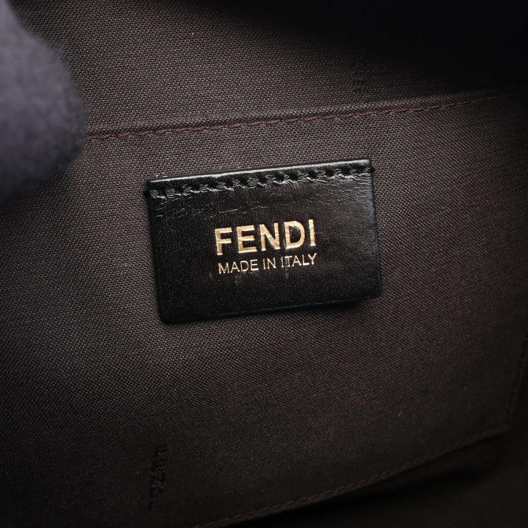 Fendi Black Gray Pvc Coated Canvas Leather Handbag Shoulder Bag (Pre-Owned)