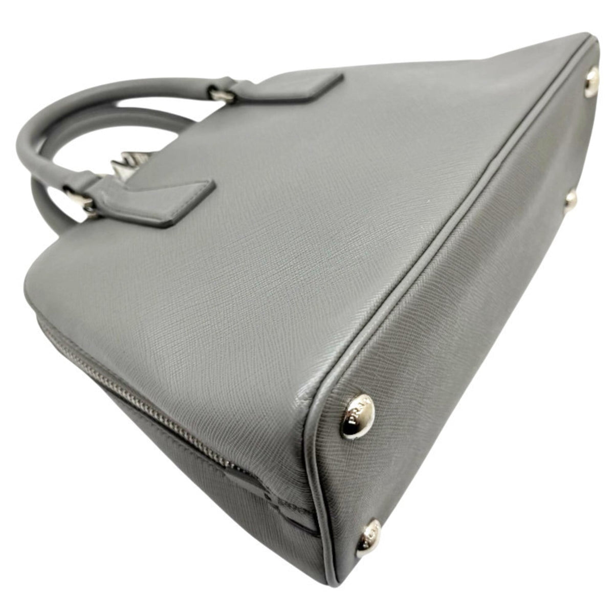 Prada Gray Leather Handbag Shoulder Bag (Pre-Owned)