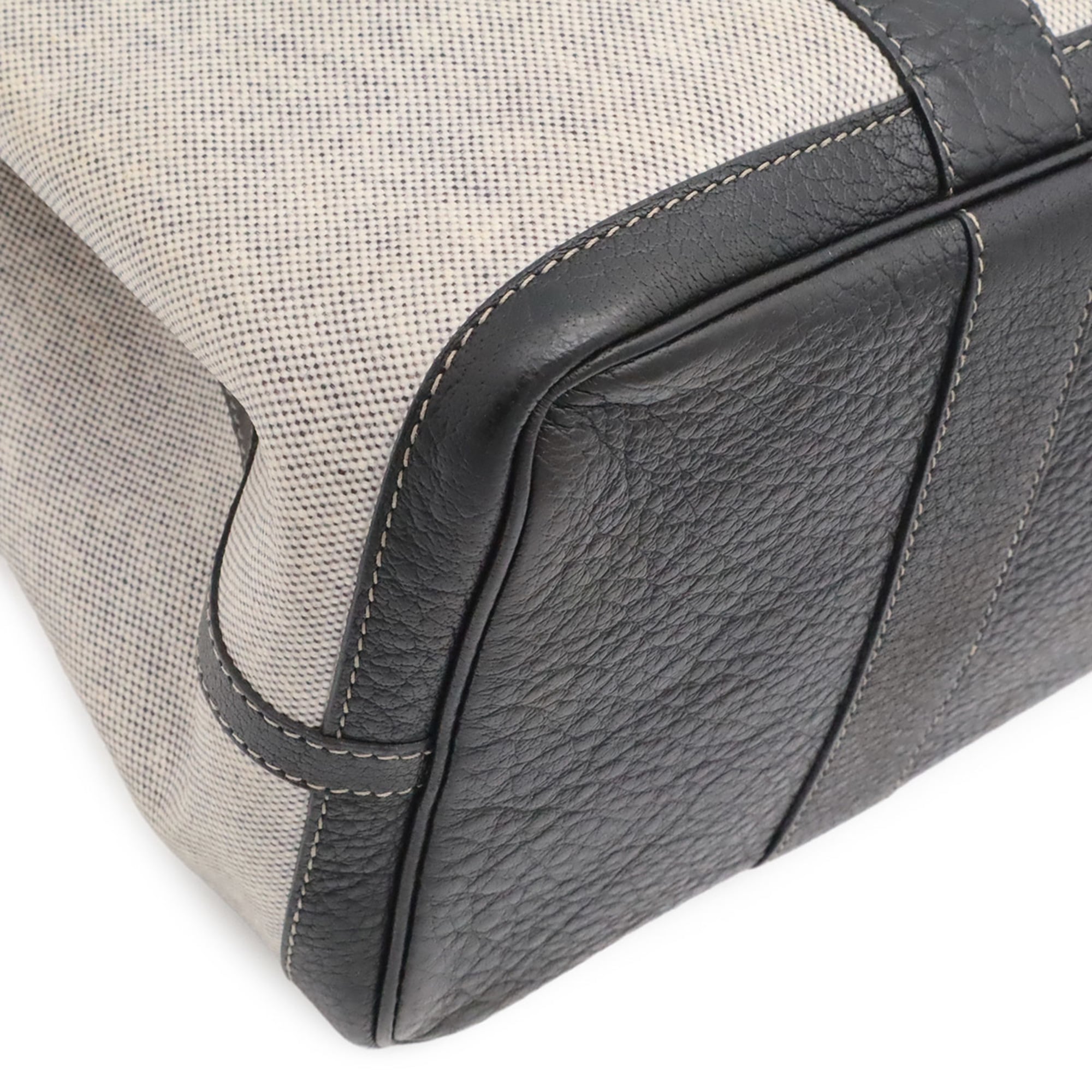 Hermes Black Gray Toile H Handbag Shoulder Bag Tote Bag (Pre-Owned)