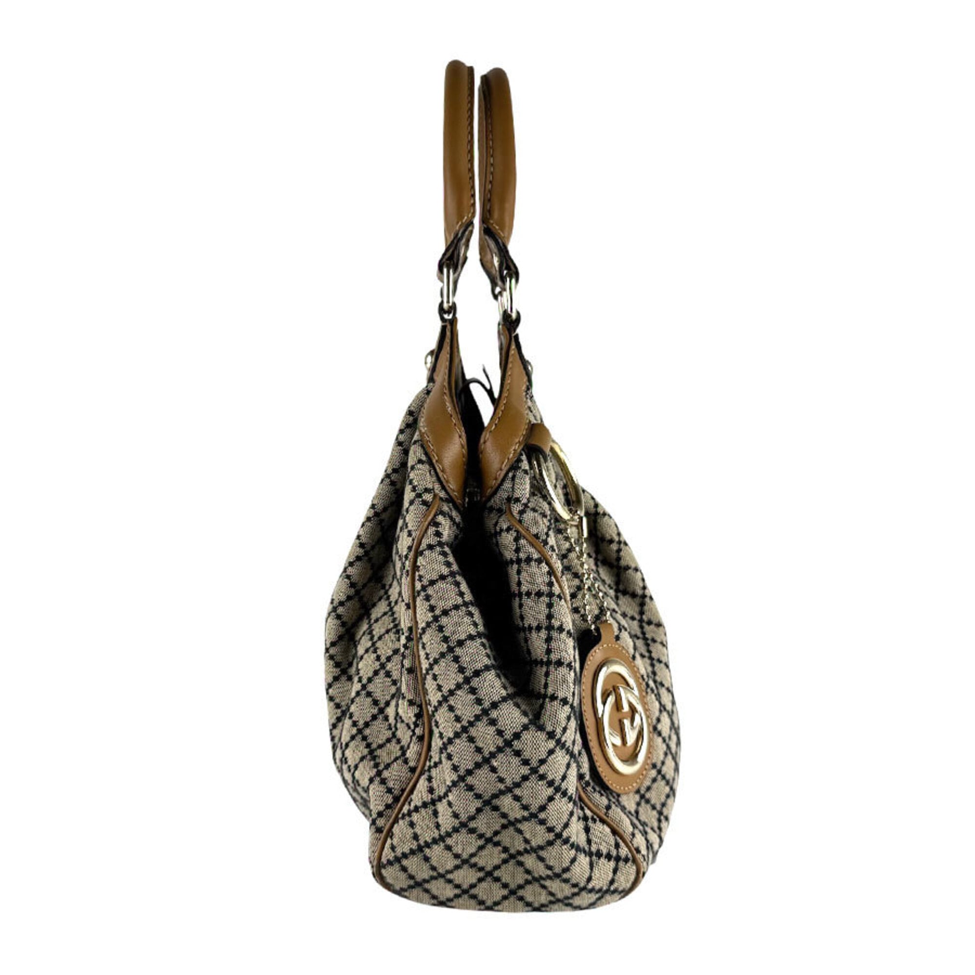 Gucci Brown Canvas Leather Handbag (Pre-Owned)