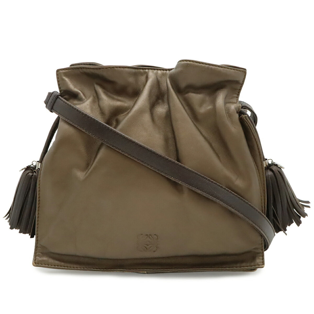 Loewe Dark Brown Metallic Bronze Nappa Leather Pochette Shoulder Bag (Pre-Owned)