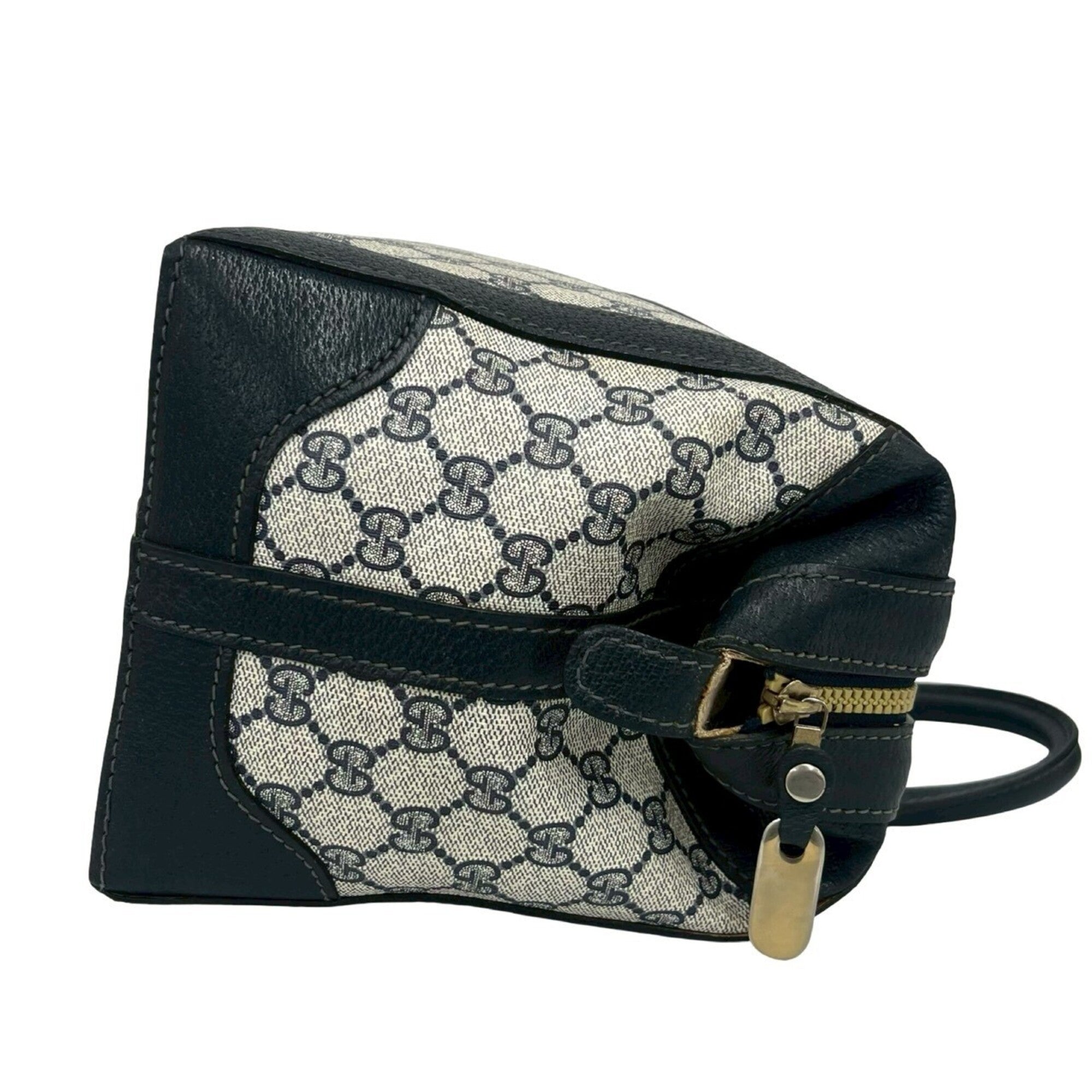 Gucci Navy Pvc Leather Boston Bag Handbag Tote Bag (Pre-Owned)