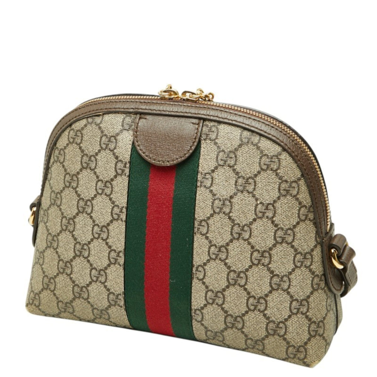 Gucci Sherry Line Beige Brown Pvc Leather Shoulder Bag (Pre-Owned)