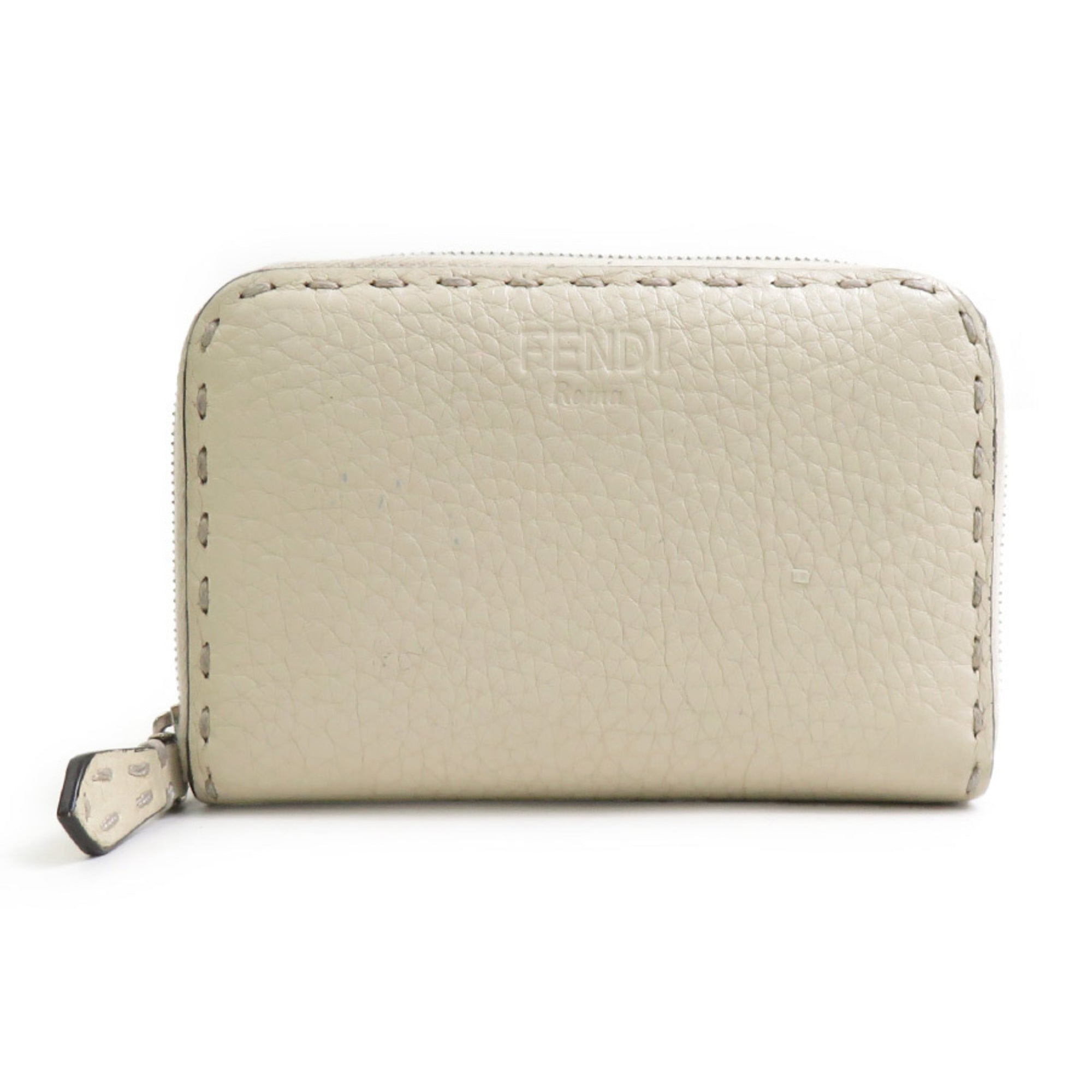 Fendi Ivory Leather Coin Purse/Coin Case (Pre-Owned)