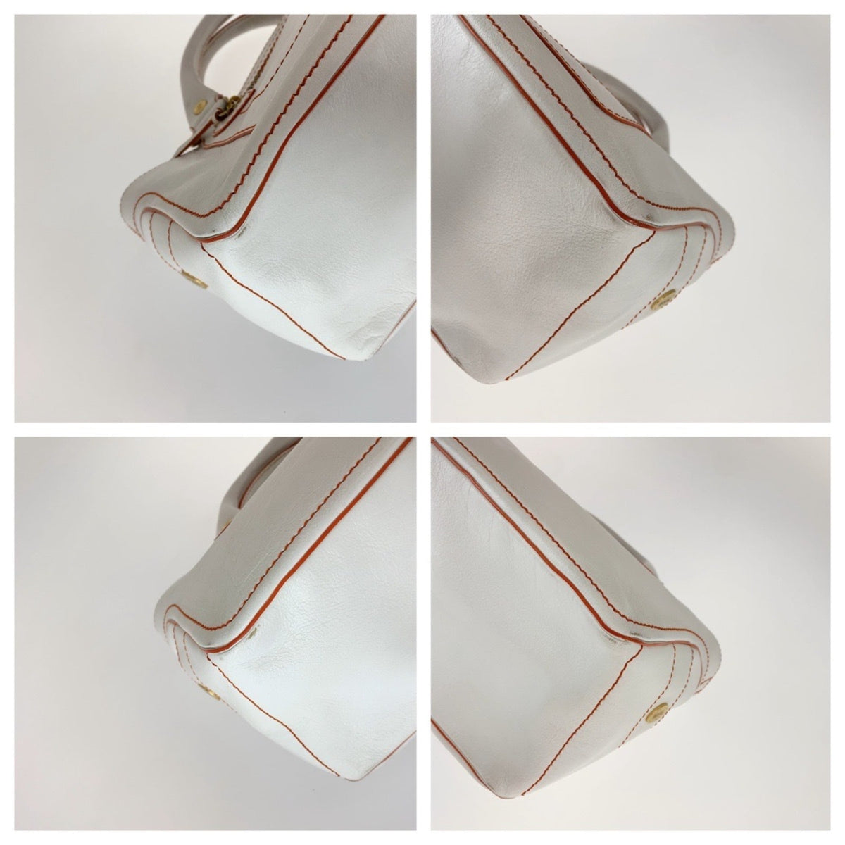 Celine Orange White Leather Handbag Tote Bag (Pre-Owned)