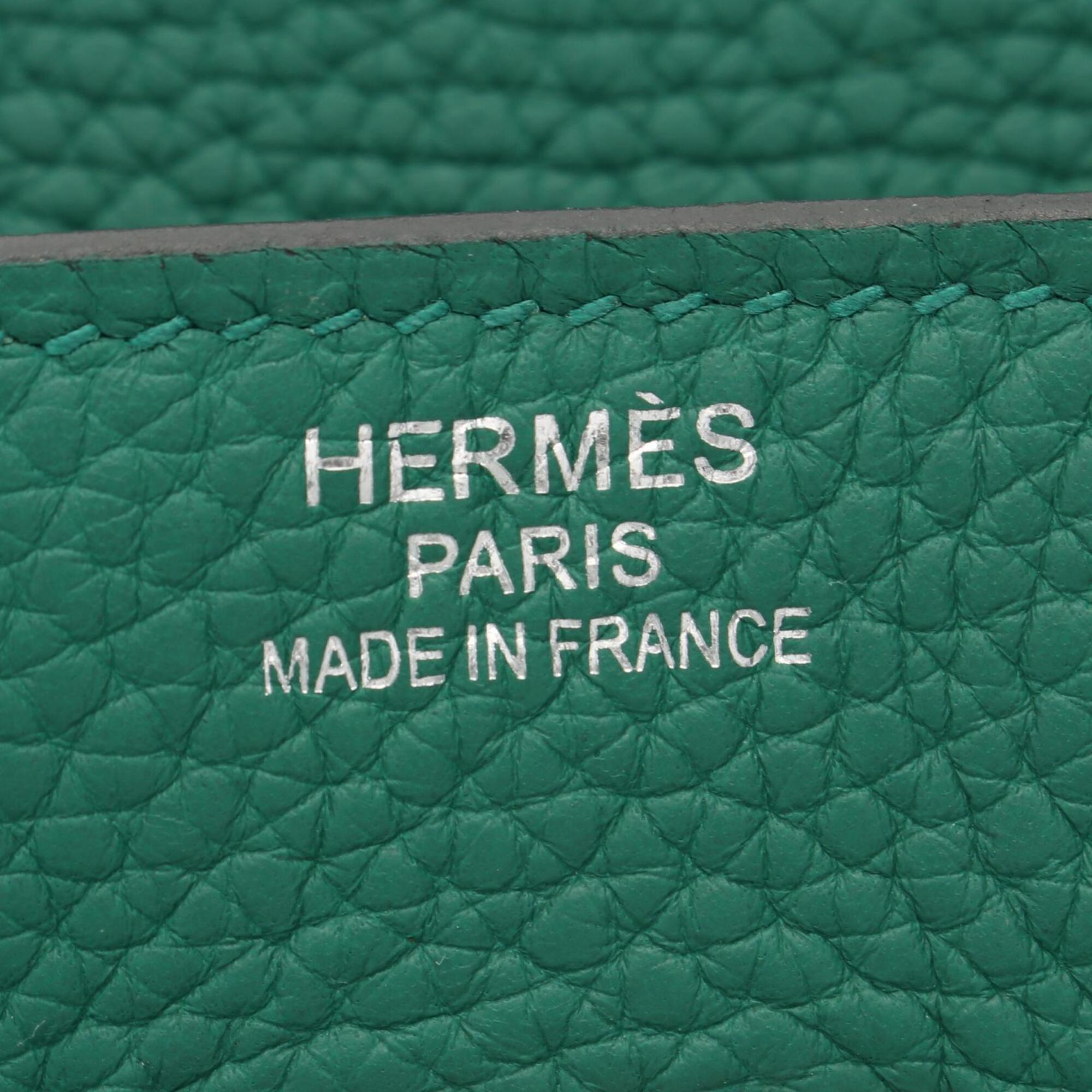 Hermes Green Taurillon Clemence Leather Leather Handbag (Pre-Owned)