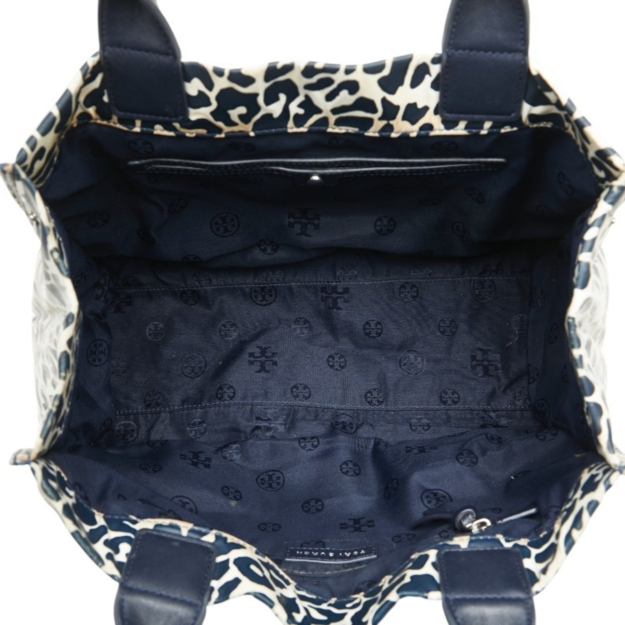Tory Burch Navy White Pvc Leather Tote Bag (Pre-Owned)