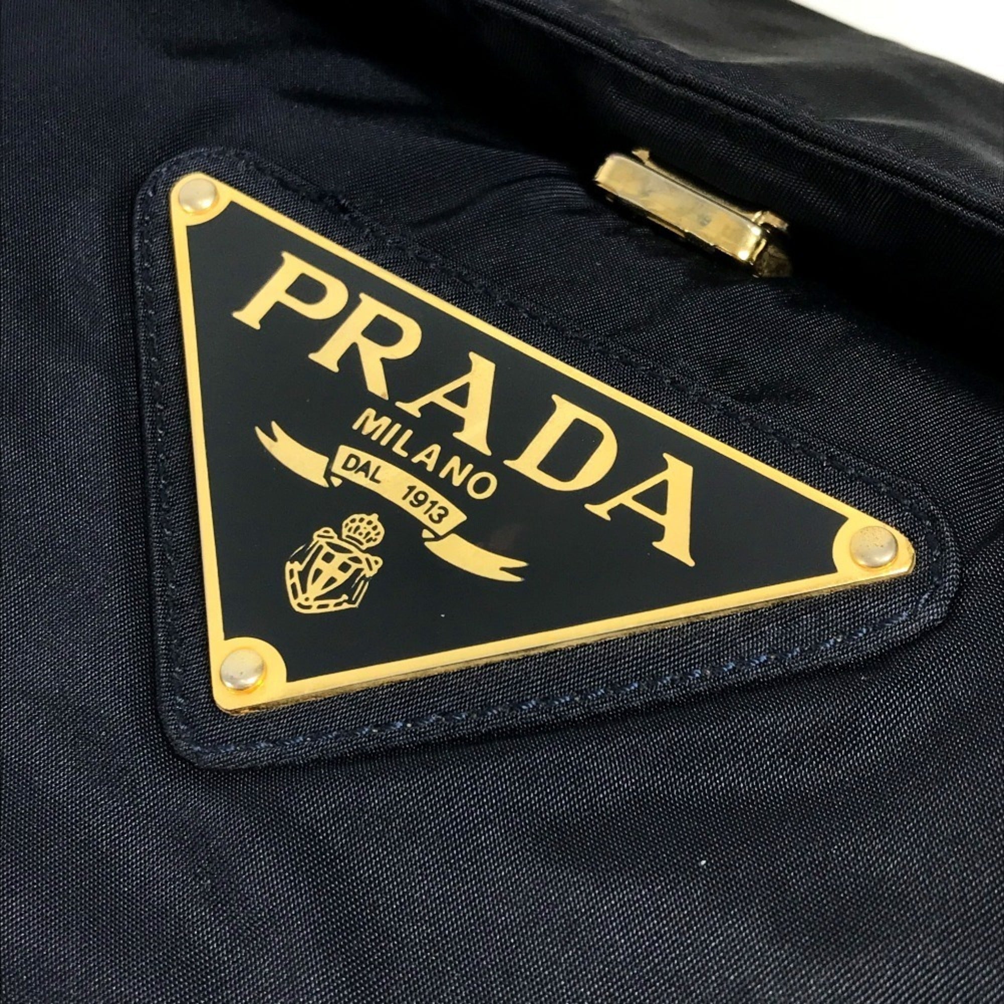 Prada Navy Nylon Handbag Tote Bag (Pre-Owned)