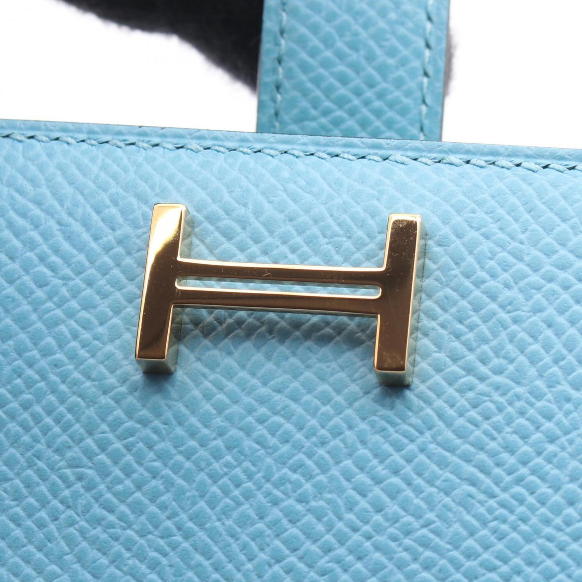 Hermes Blue Green Epsom Leather Leather Long Wallet (Bi-Fold) (Pre-Owned)