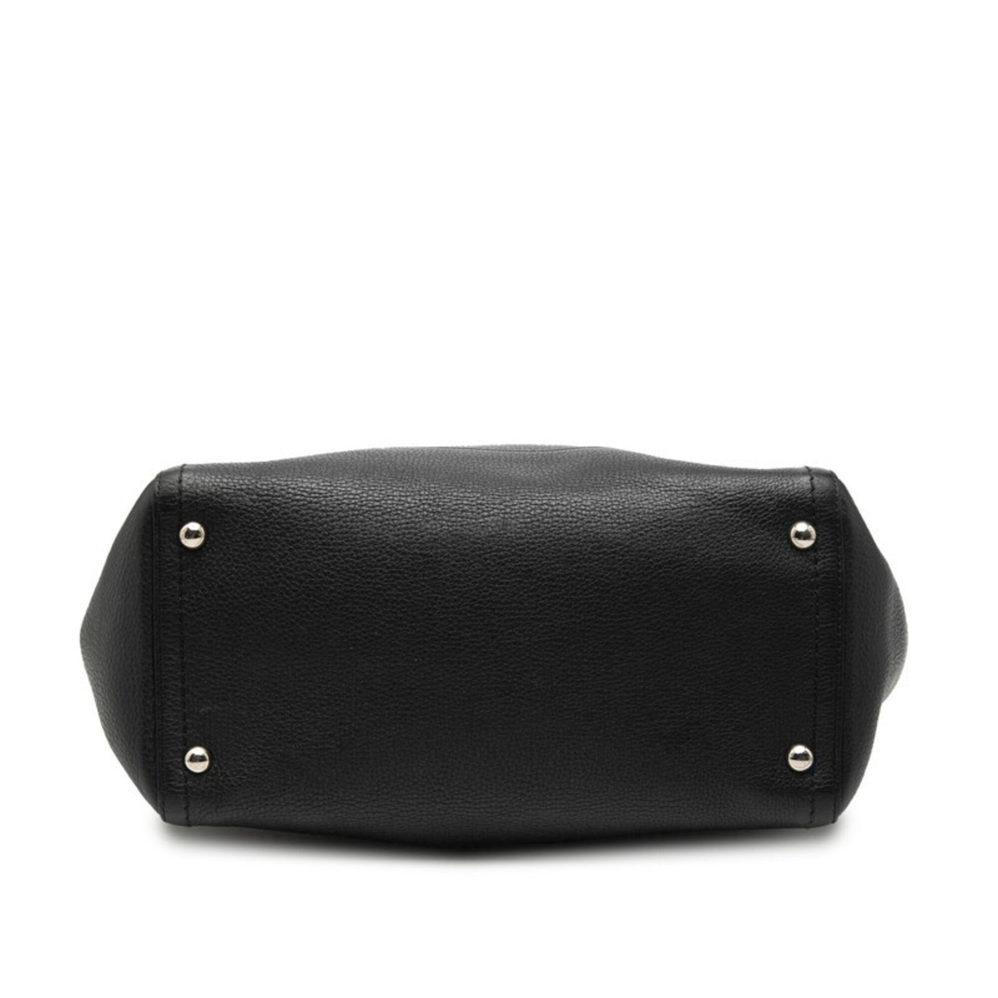 Salvatore Ferragamo Black Leather Handbag Shoulder Bag Tote Bag (Pre-Owned)