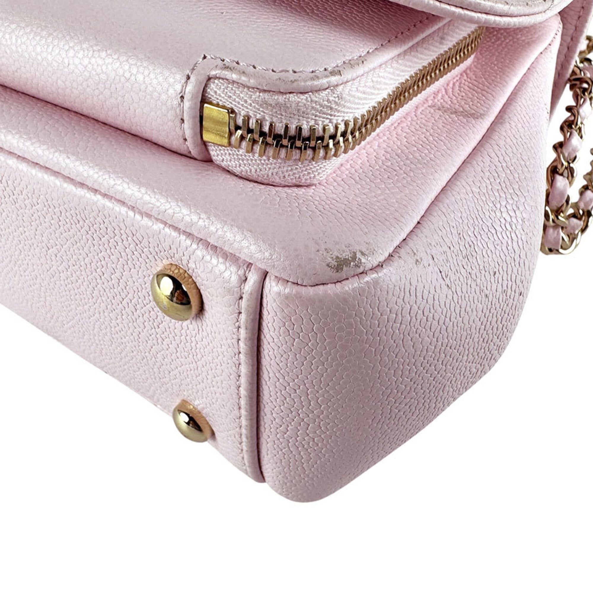 Chanel Light Pink Grained Calfskin Handbag Shoulder Bag (Pre-Owned)