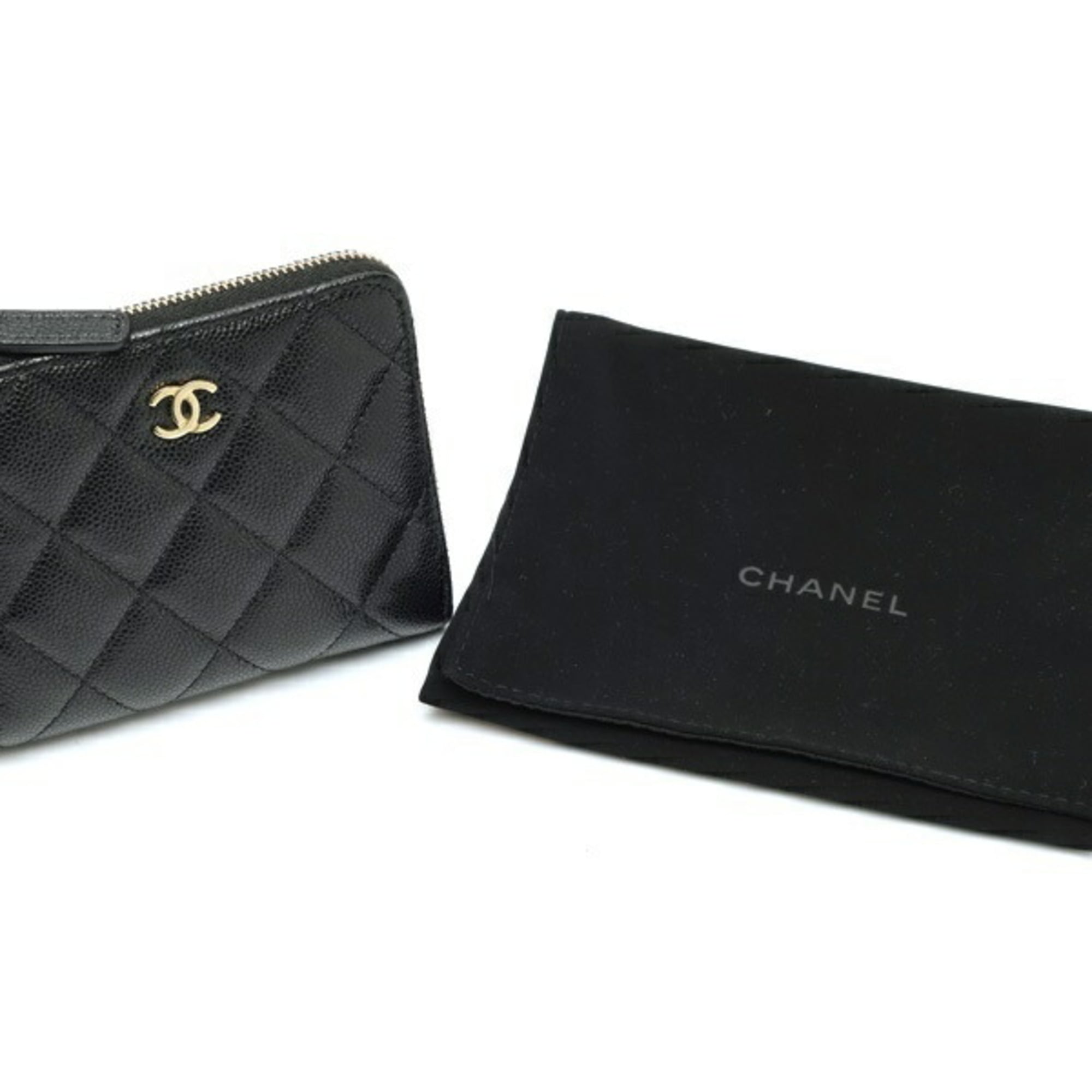 Chanel Black Grained Calfskin Wallet (Bi-Fold) (Pre-Owned)