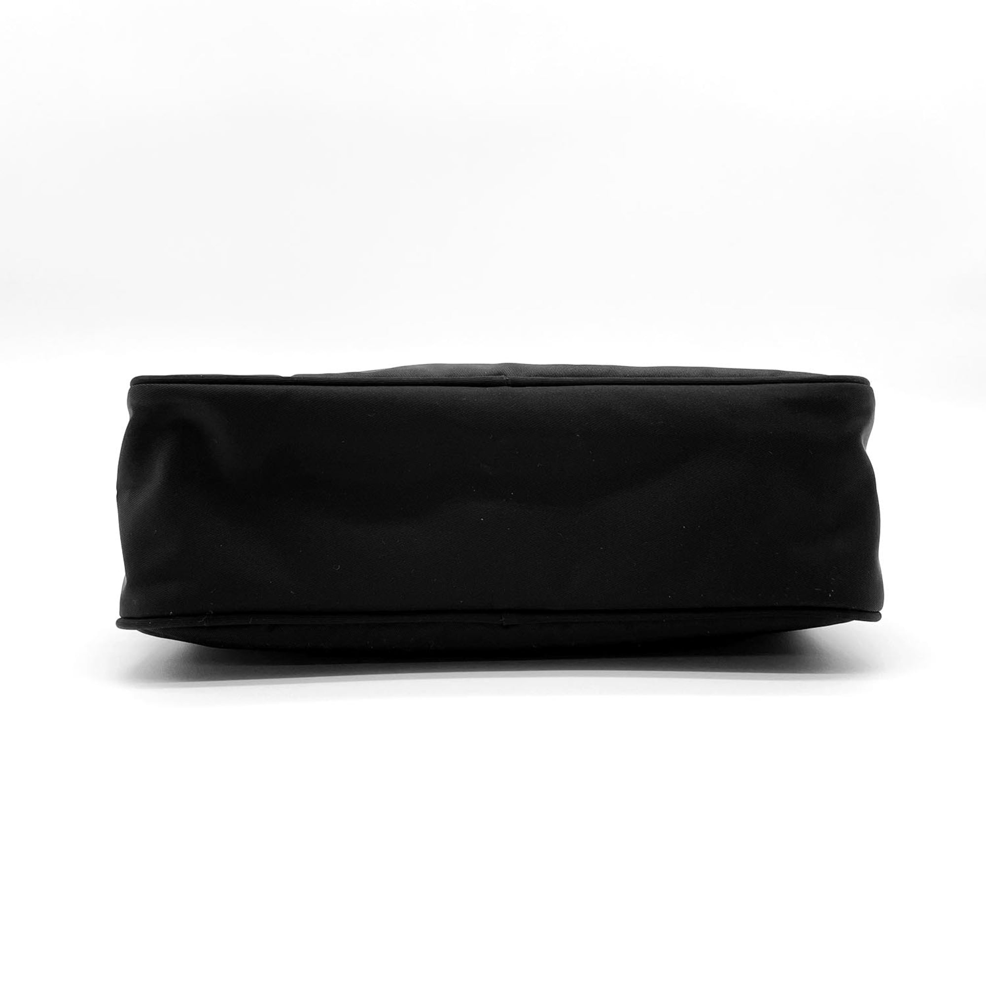Prada Black Nylon Leather Metal Shoulder Bag (Pre-Owned)