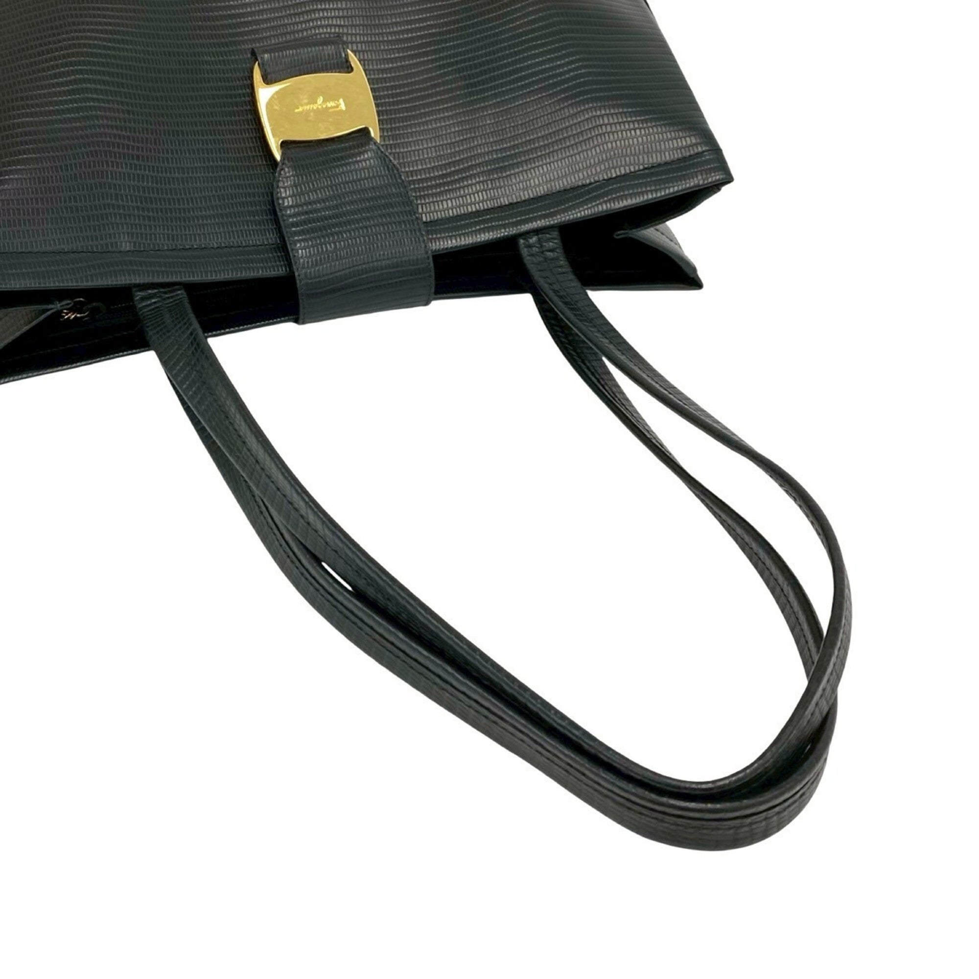 Salvatore Ferragamo Black Leather Tote Bag (Pre-Owned)