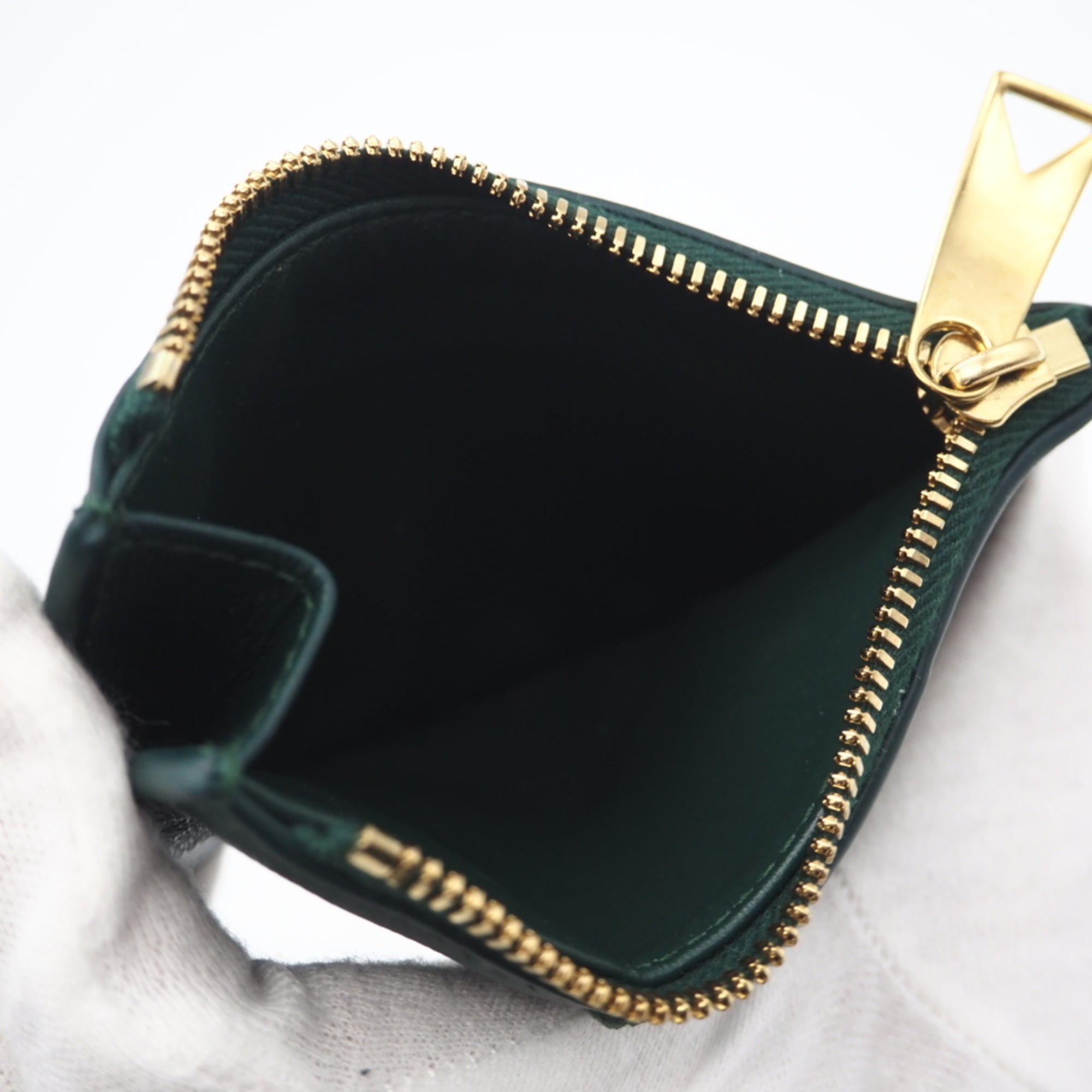 Bottega Veneta Emerald Green Green Leather Card Wallet (Pre-Owned)
