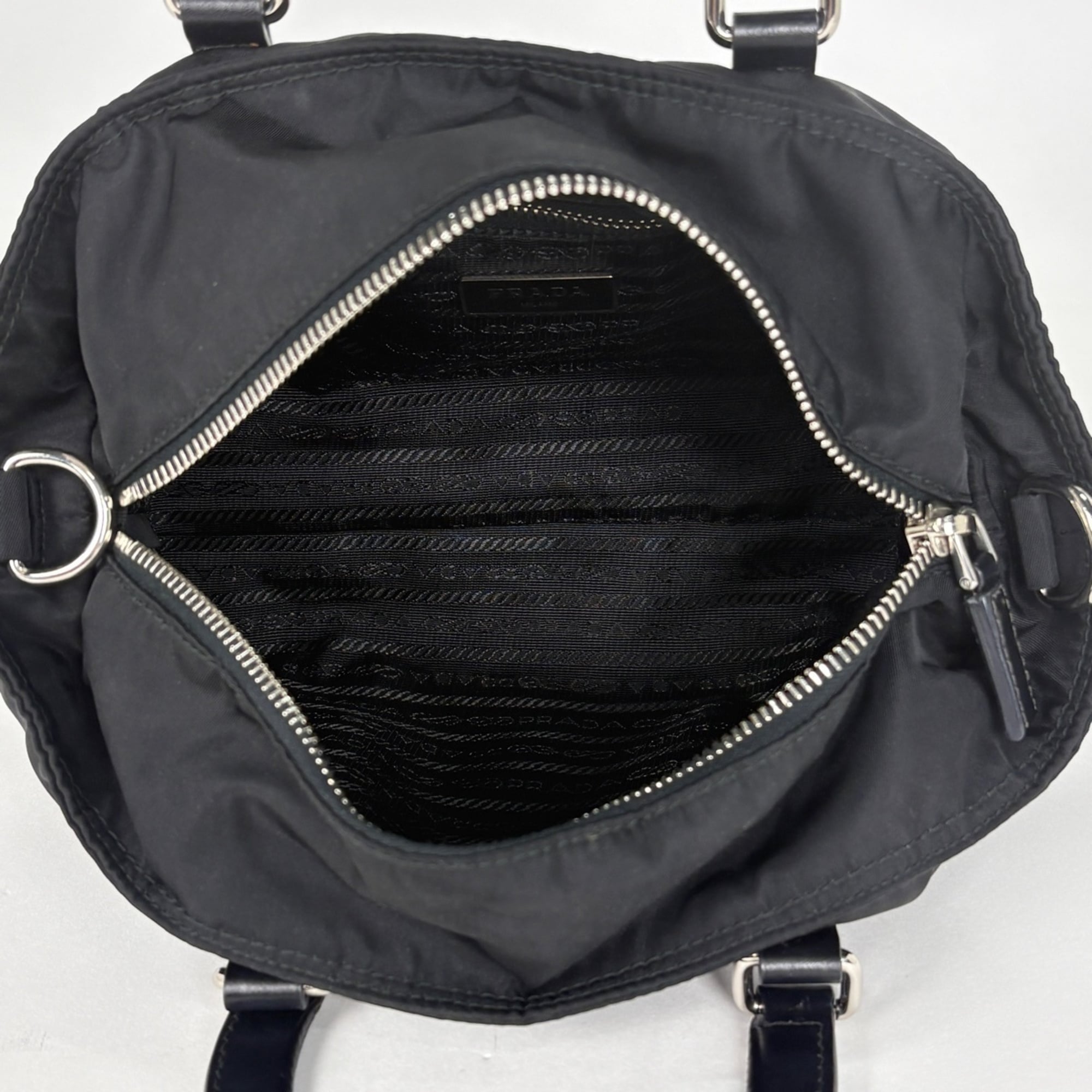 Prada Black Nylon Leather Handbag (Pre-Owned)