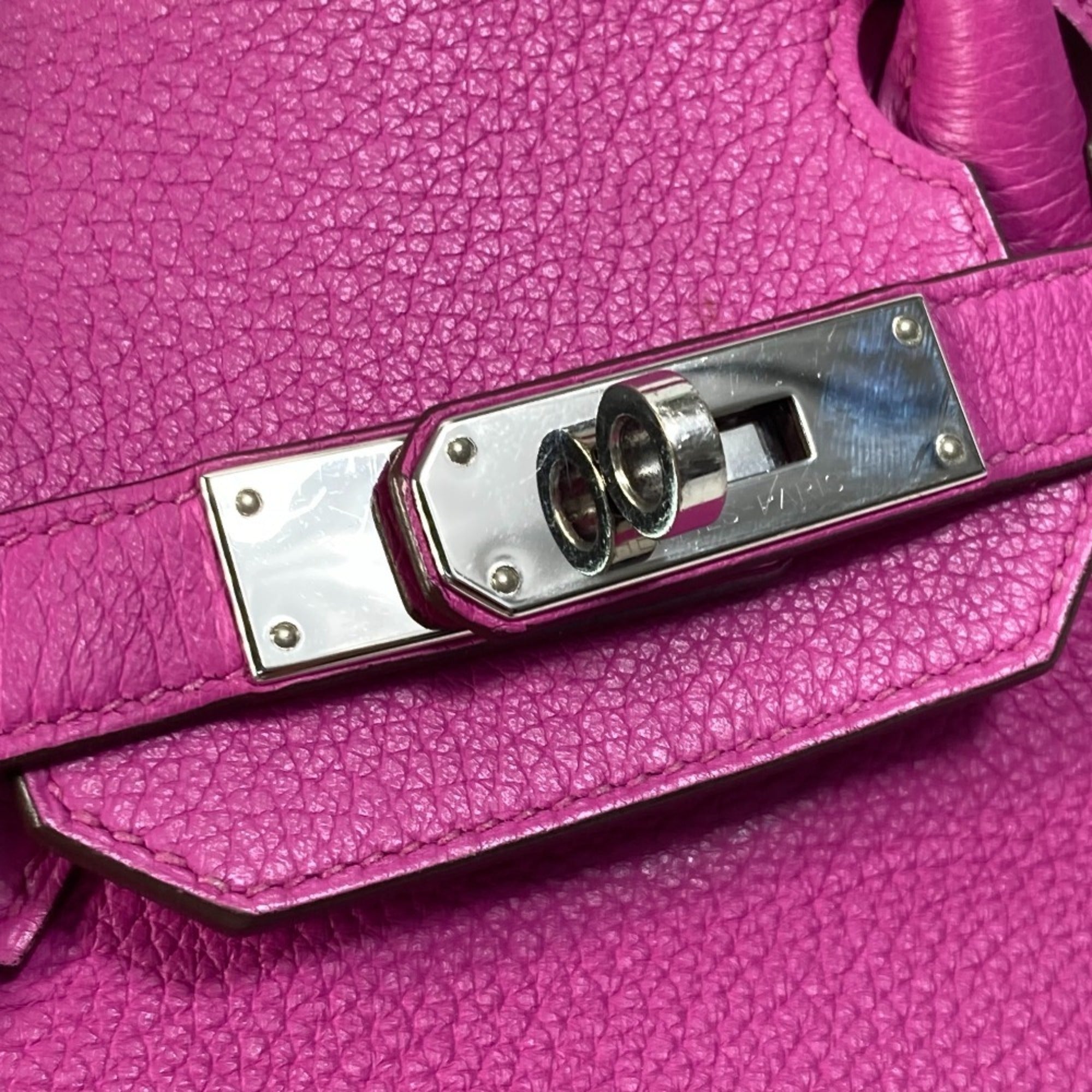 Hermes Birkin Pink Taurillon Clemence Leather Handbag Tote Bag (Pre-Owned)
