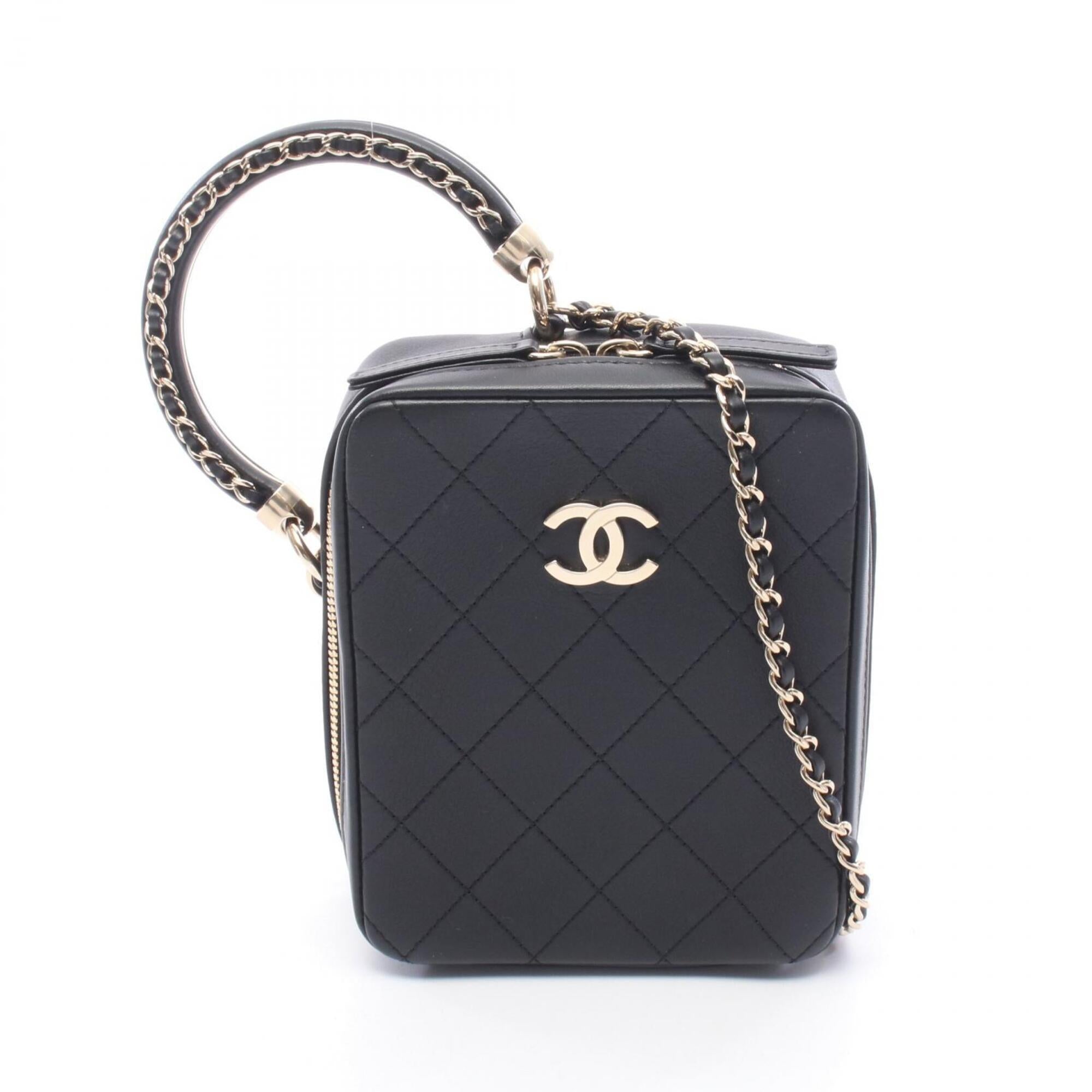 Chanel Black Leather Handbag Shoulder Bag (Pre-Owned)