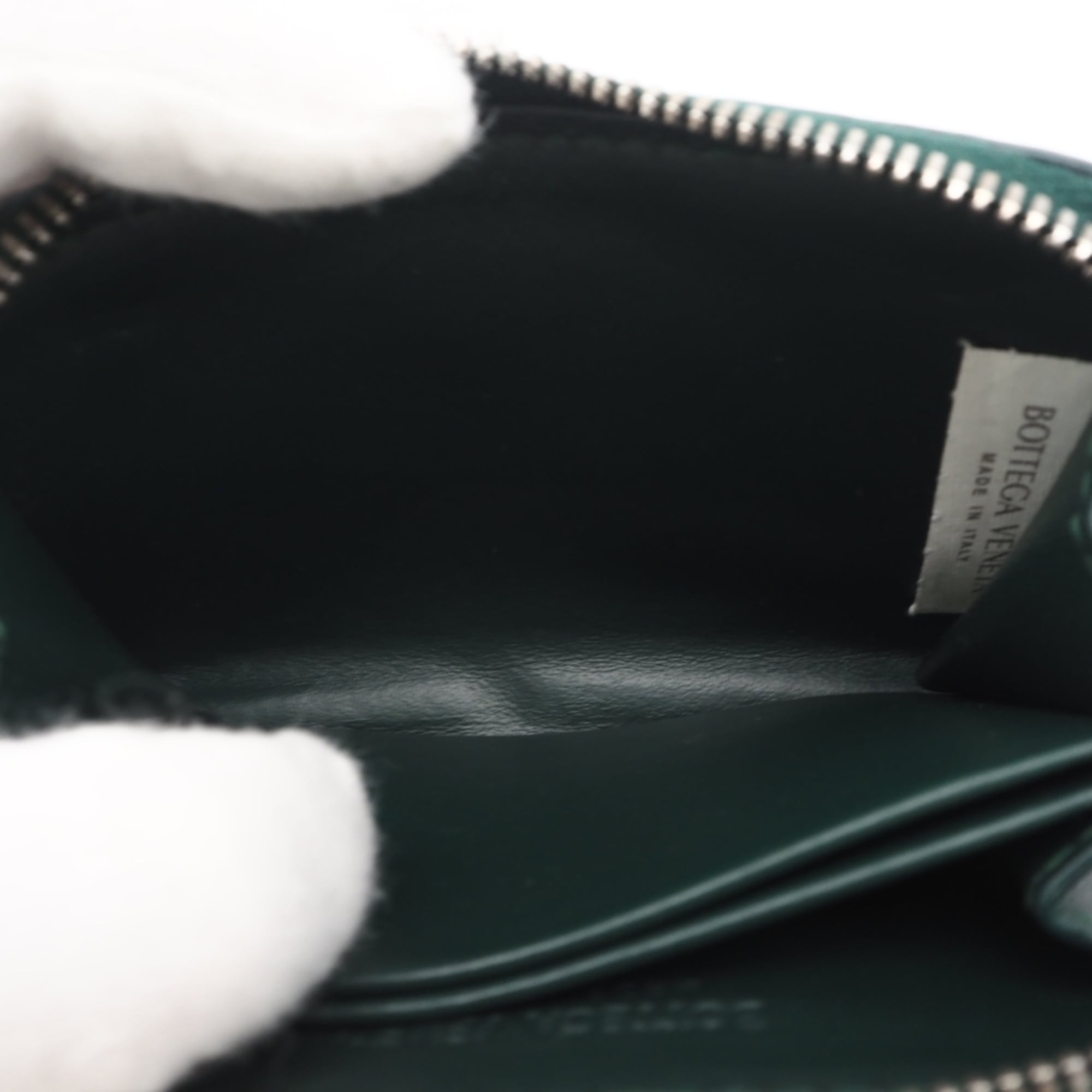 Bottega Veneta Intrecciato Green Leather Coin Purse/Coin Case (Pre-Owned)