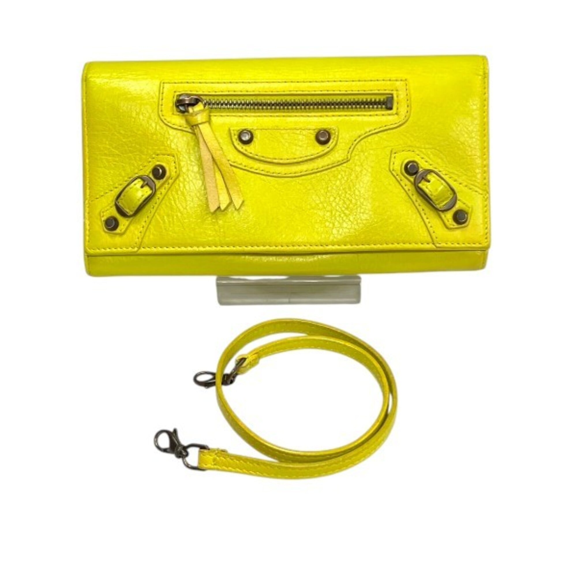 Balenciaga Yellow Leather Chain/Shoulder Wallet (Pre-Owned)